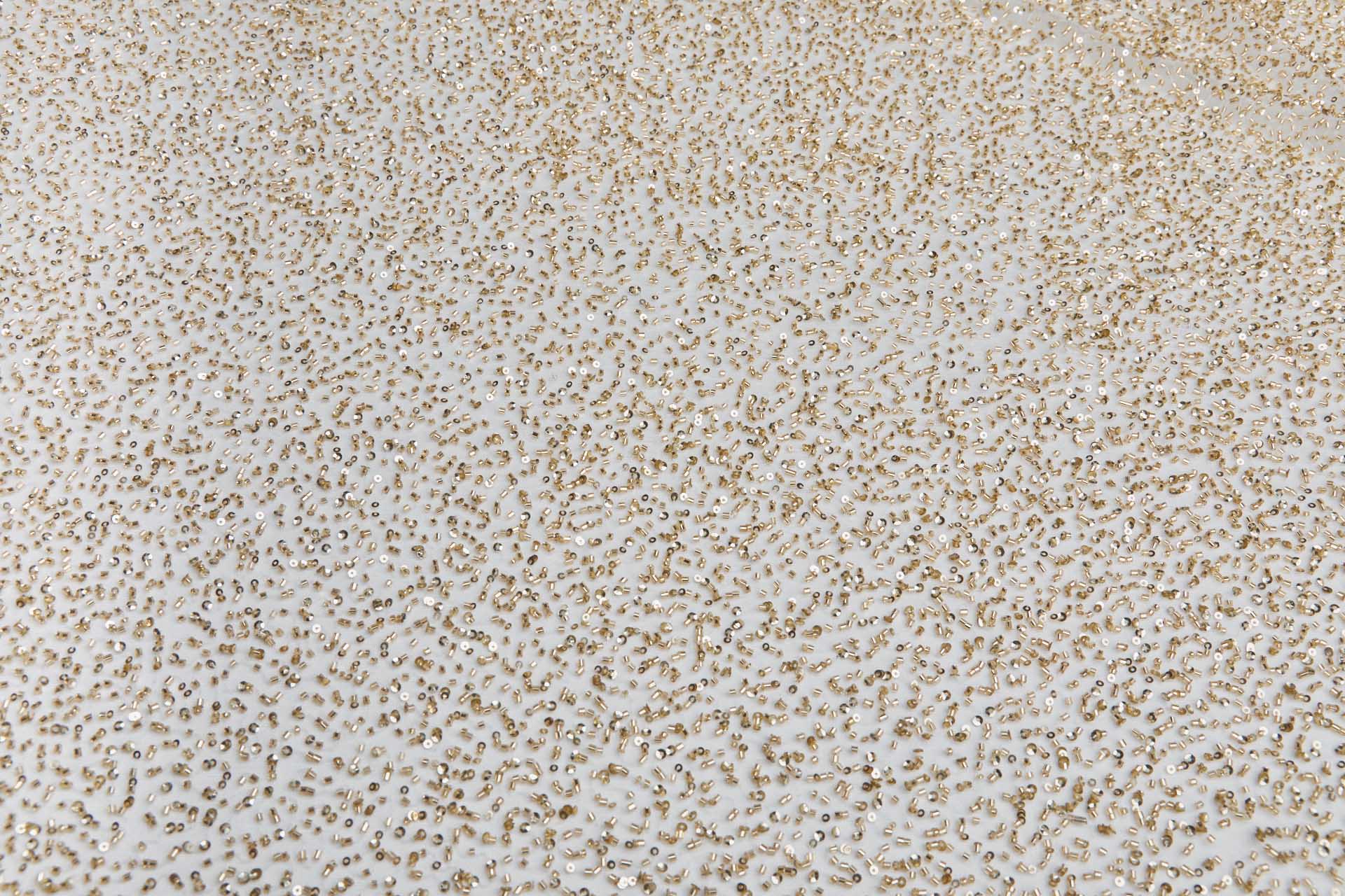 Beaded Nylon Tulle - Ivory / Gold fabric, image 8 of 8