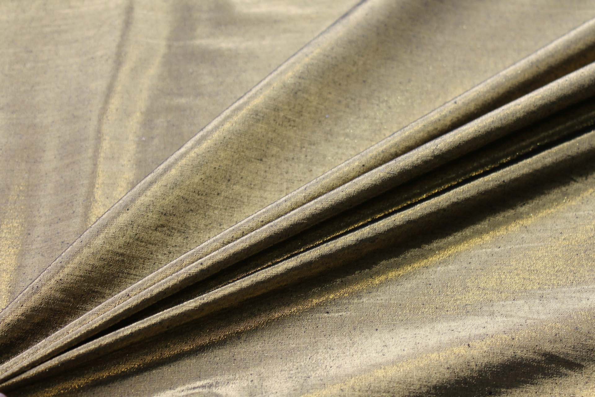 Metallic Silk Noil - New Black shot Bright Gold fabric, image 2 of 4