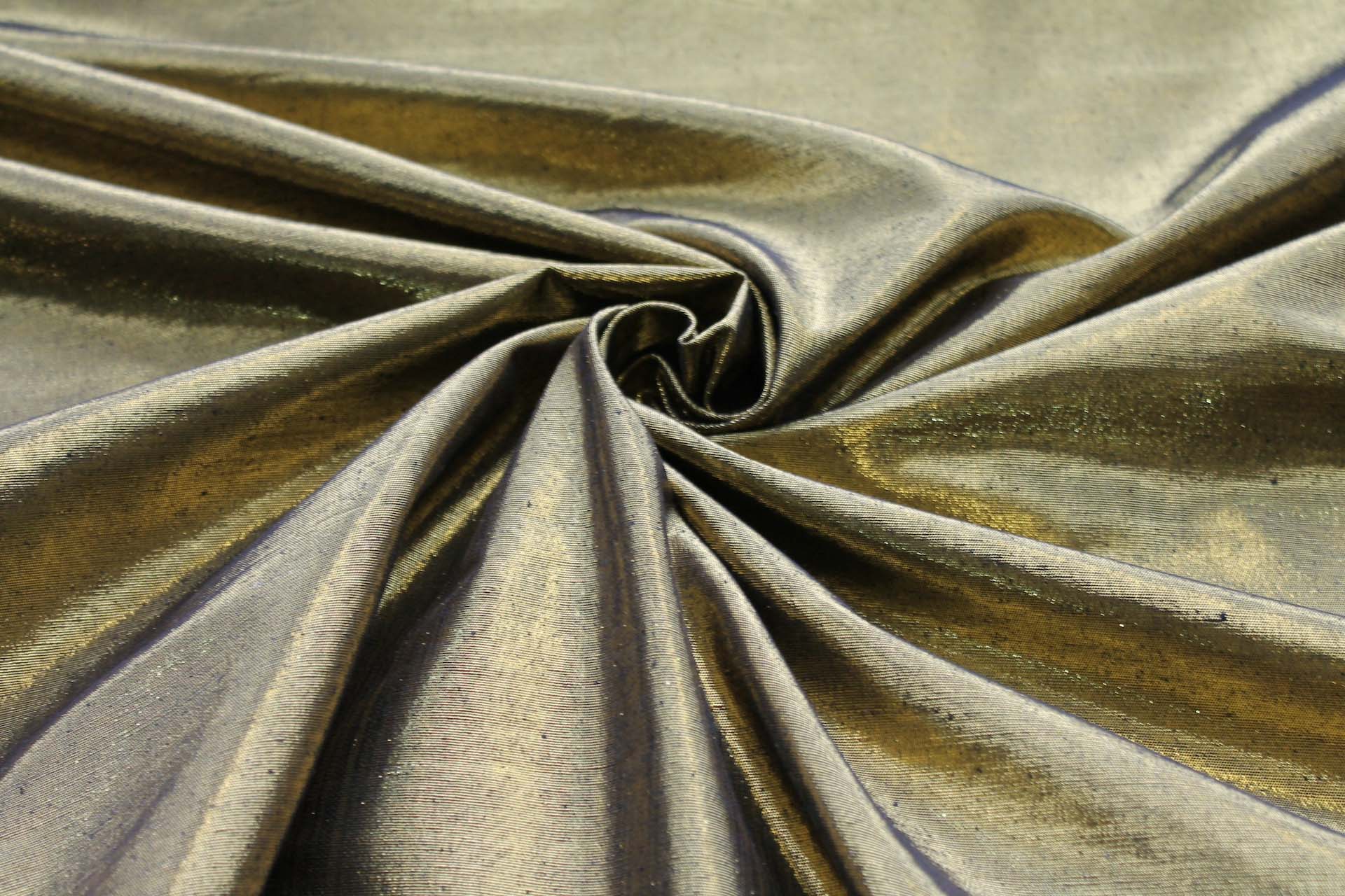 Metallic Silk Noil - New Black shot Bright Gold fabric