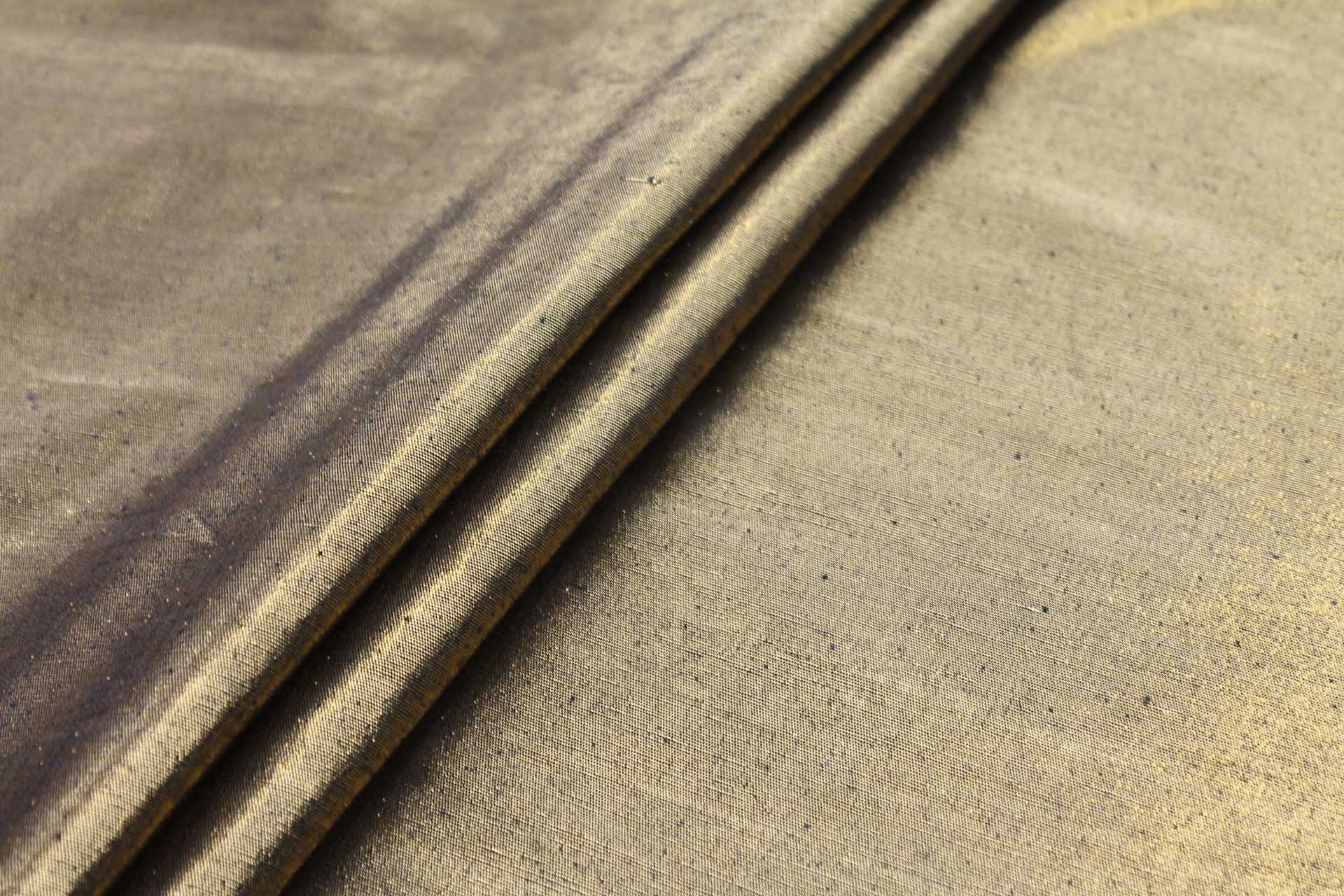 Metallic Silk Noil - New Black shot Bright Gold fabric, image 4 of 4