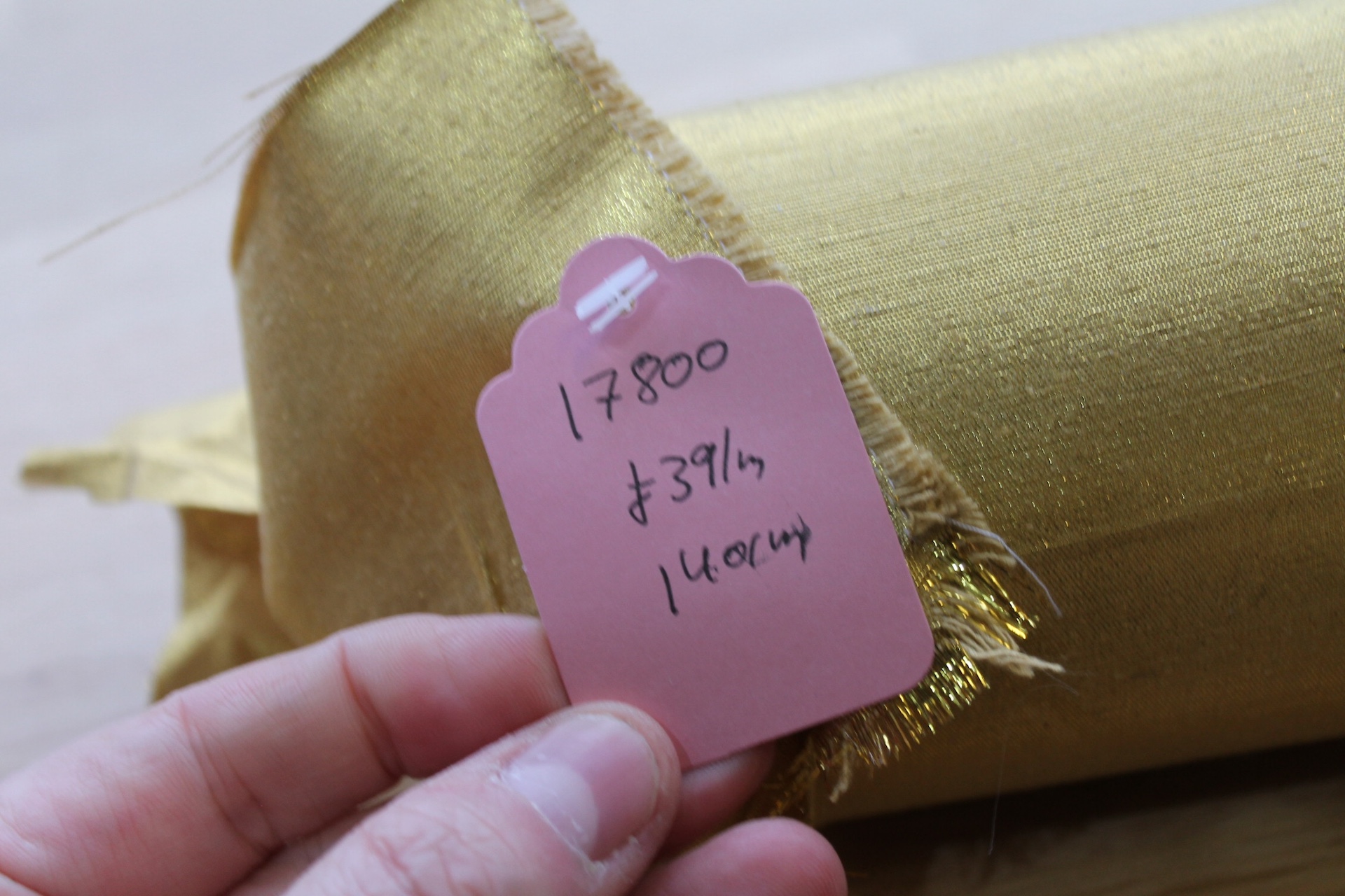 Metallic Silk Noil - New Straw Gold shot Bright Gold fabric, image 5 of 6
