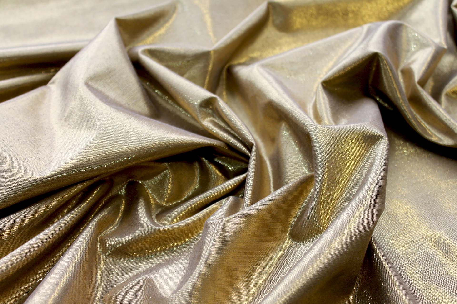 Metallic Silk Noil - New Khaki shot Bright Gold fabric, image 2 of 4