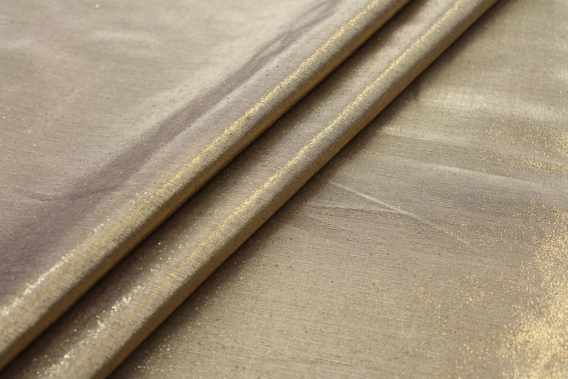 Metallic Silk Noil - New Khaki shot Bright Gold fabric, image 3 of 4