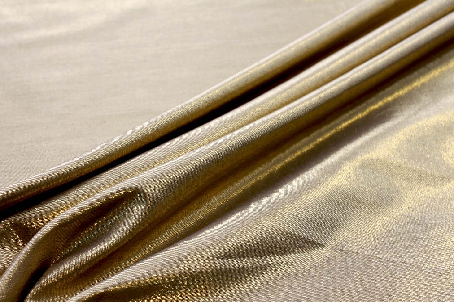 Metallic Silk Noil - New Khaki shot Bright Gold fabric, image 4 of 4