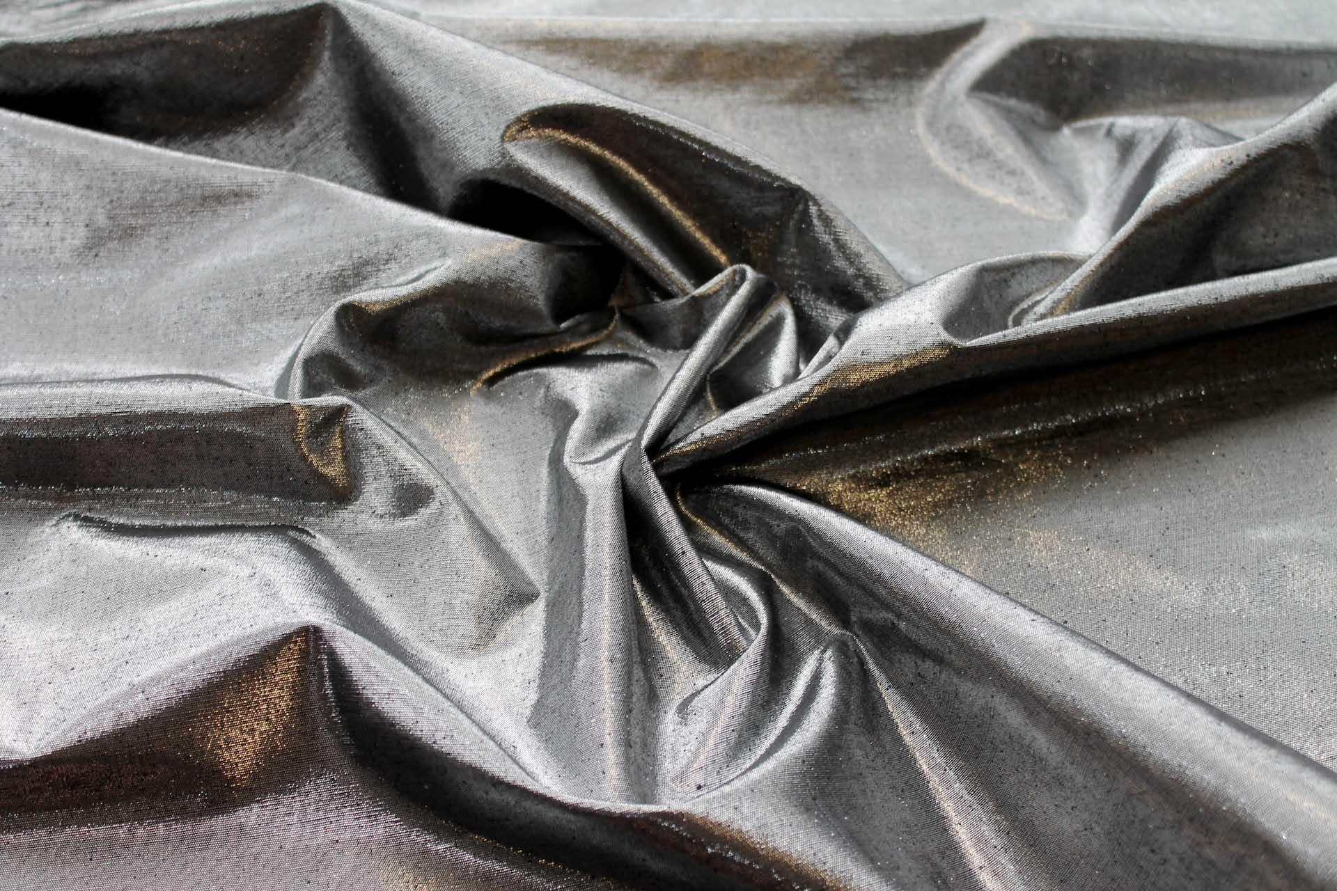 Metallic Silk Noil - New Black shot Silver fabric, image 3 of 5