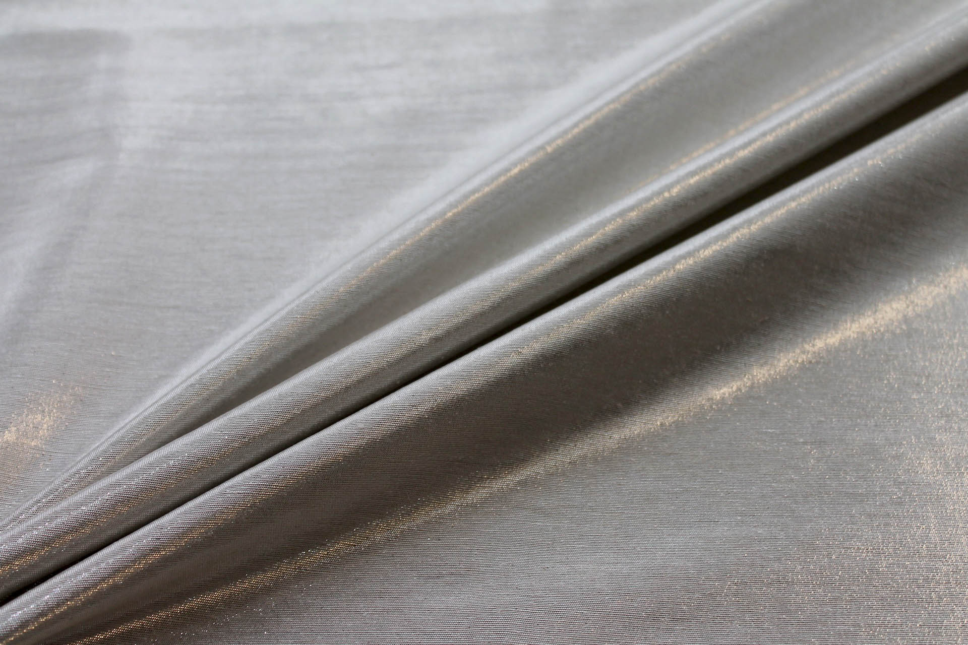Metallic Silk Noil - New Ecru / Off White shot Silver fabric, image 2 of 5