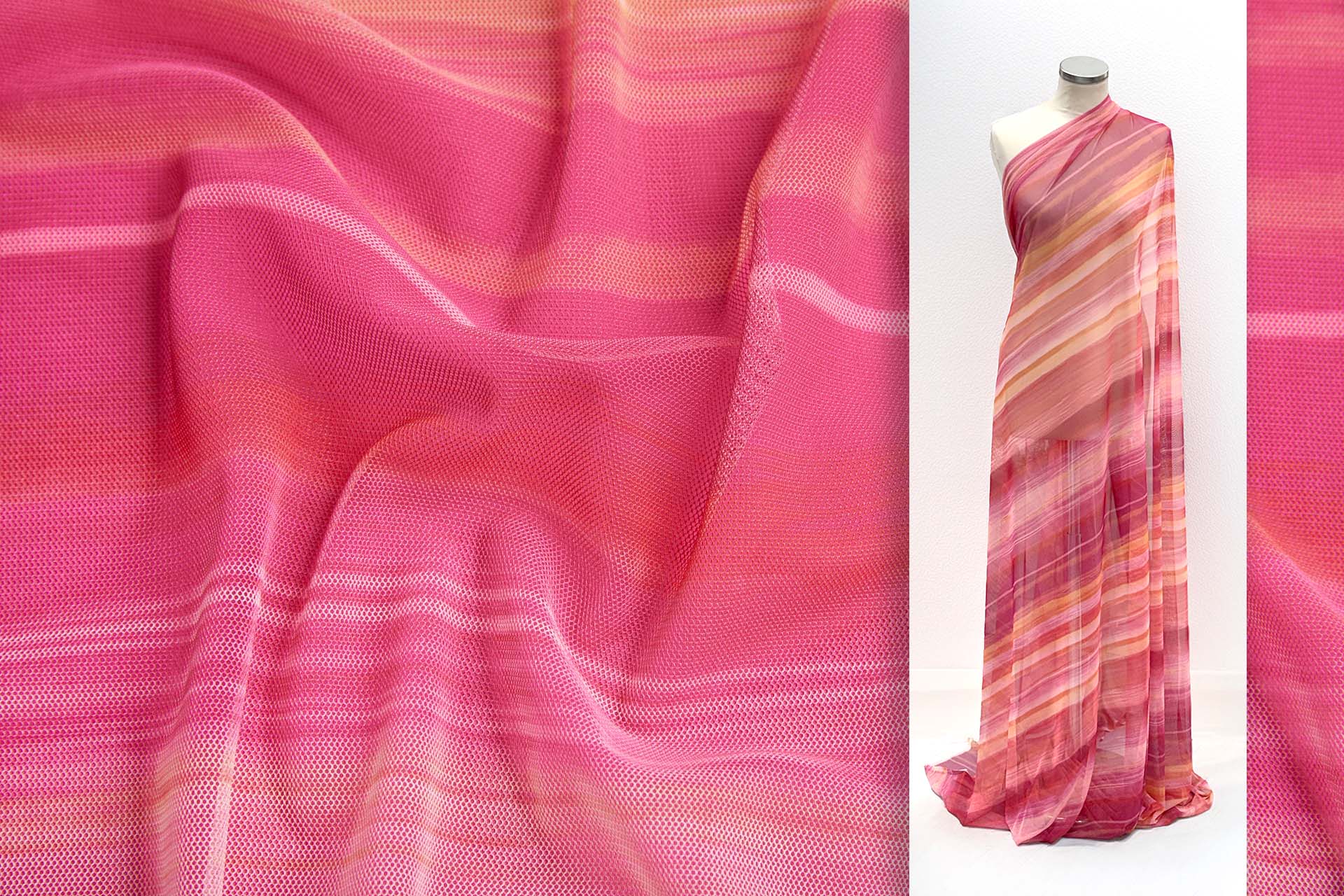 Stretch Tulle - Sunset Mesh - Pink and Orange fabric, image 2 of 15