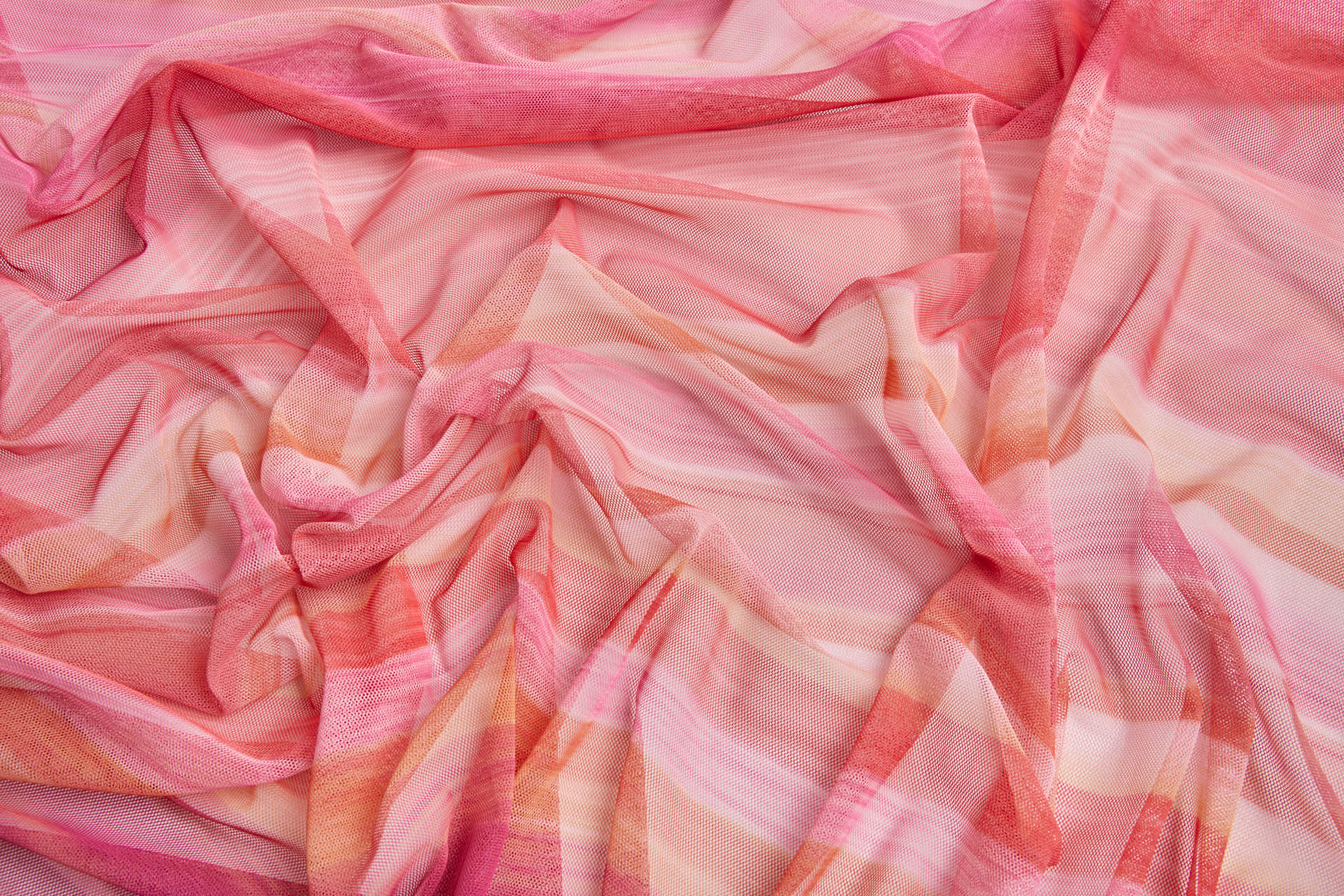 Stretch Tulle - Sunset Mesh - Pink and Orange fabric, image 4 of 15
