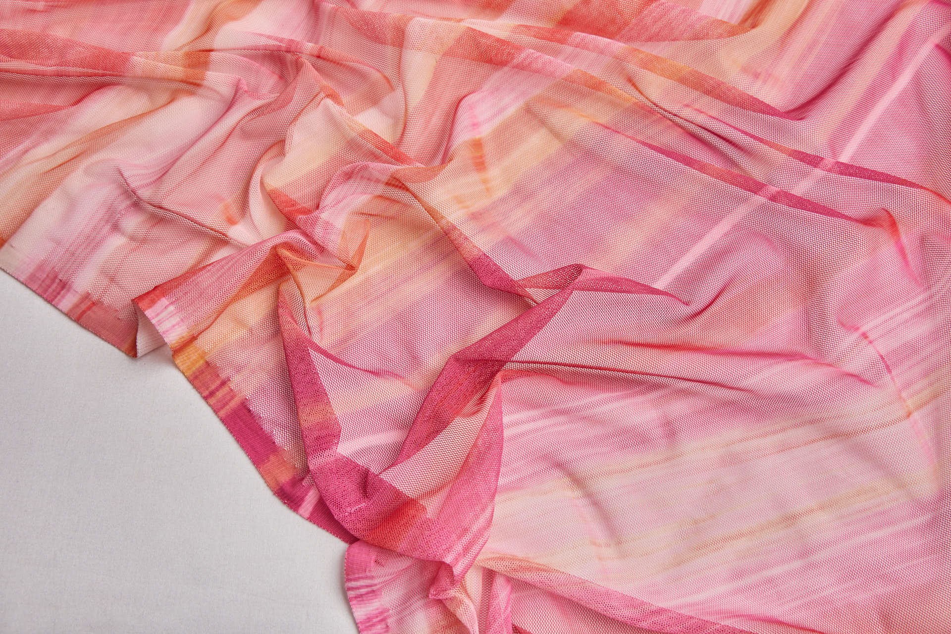 Stretch Tulle - Sunset Mesh - Pink and Orange fabric, image 5 of 15