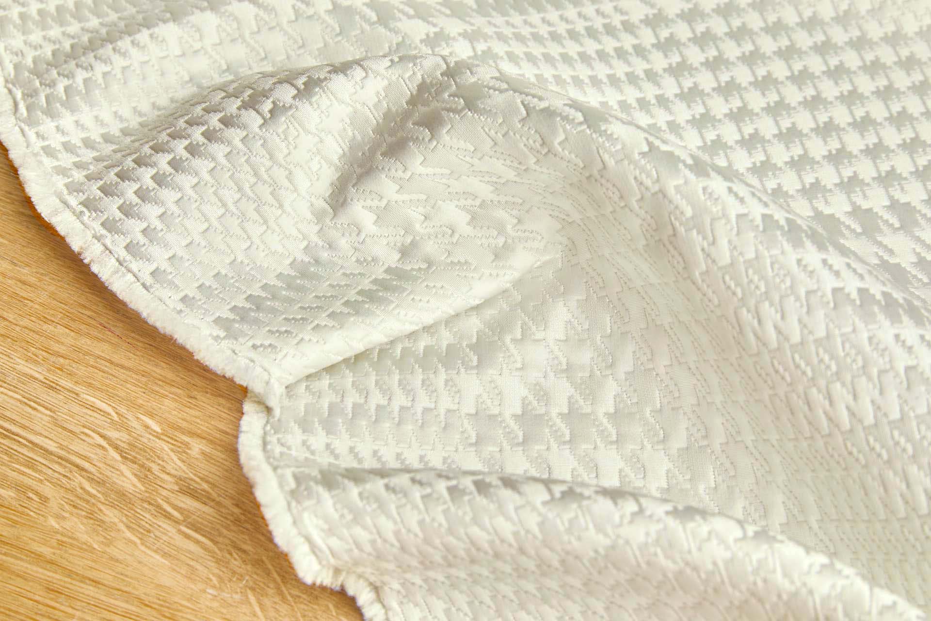 Raised Effect Houndstooth Jacquard - Off White fabric, image 6 of 8