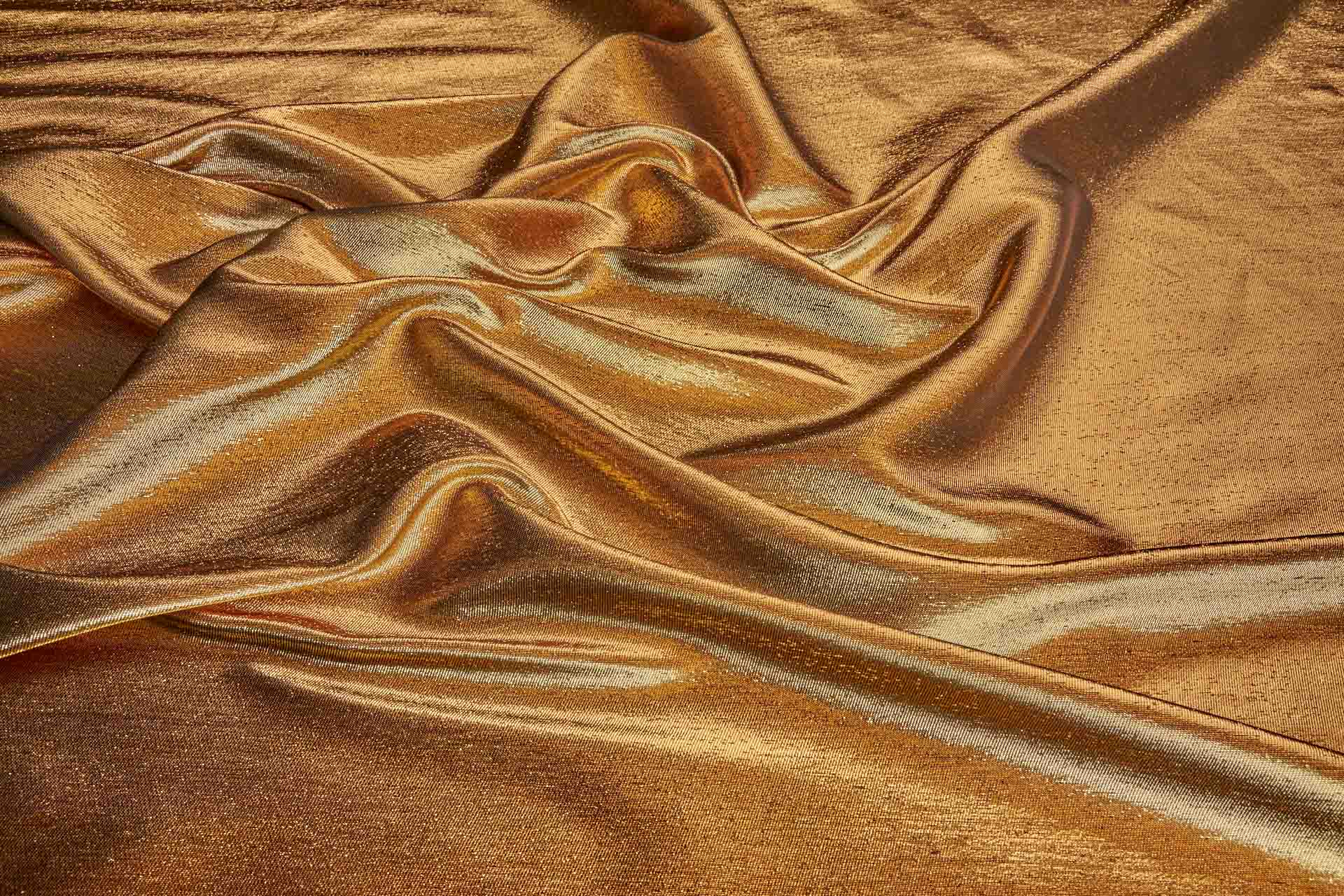 Colour Changing Orange and Gold Lurex Backed Duchesse Satin fabric, image 2 of 8