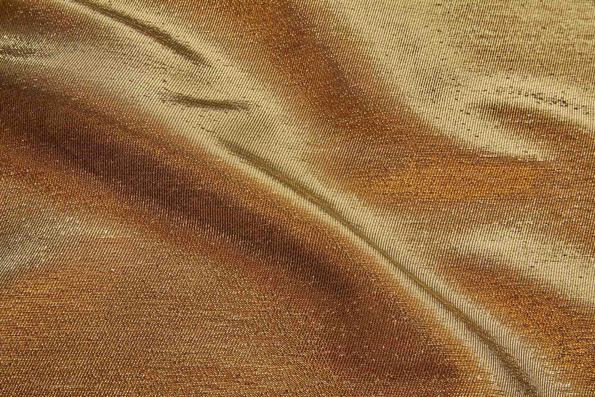 Colour Changing Orange and Gold Lurex Backed Duchesse Satin fabric, image 5 of 8
