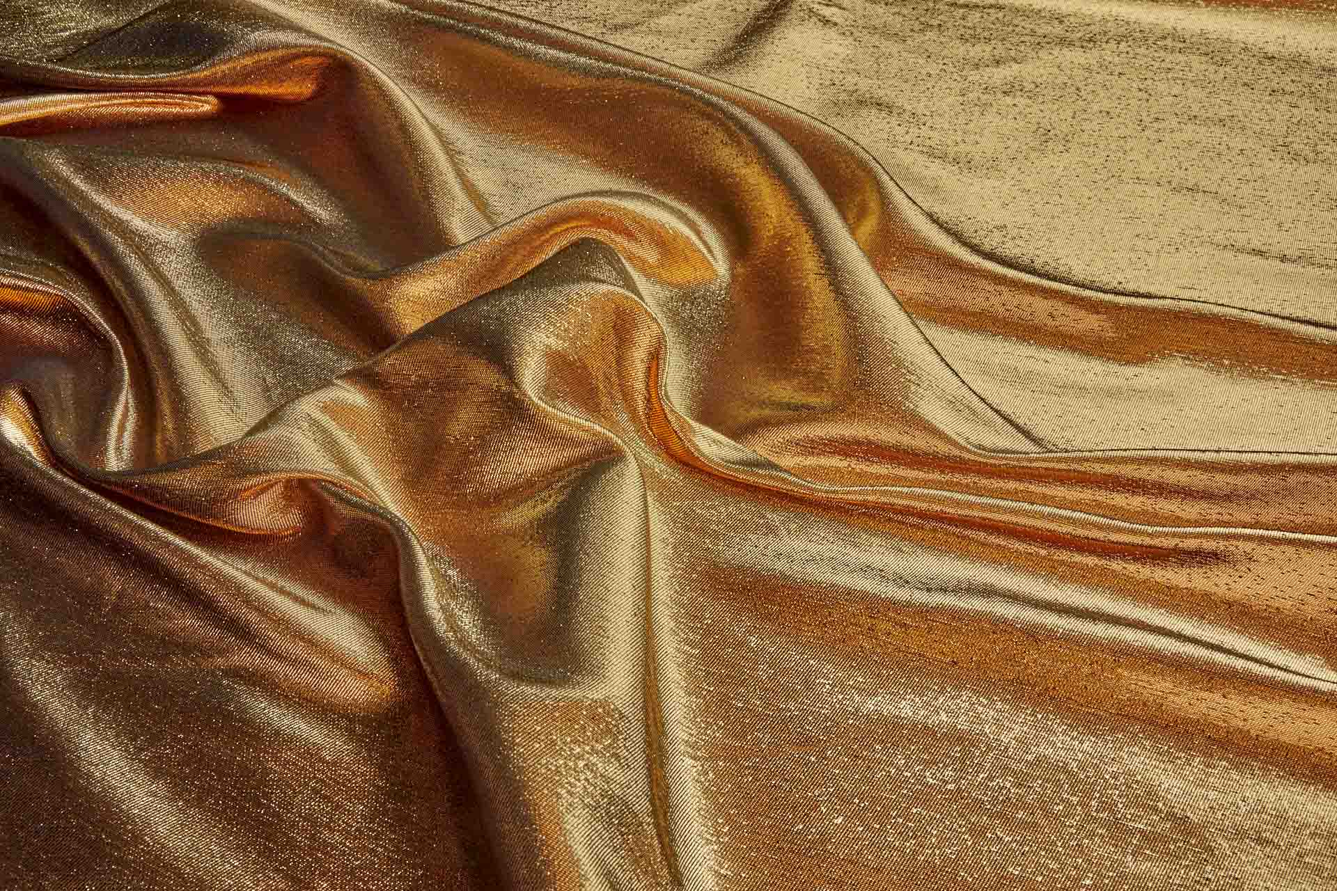 Colour Changing Orange and Gold Lurex Backed Duchesse Satin fabric, image 6 of 8