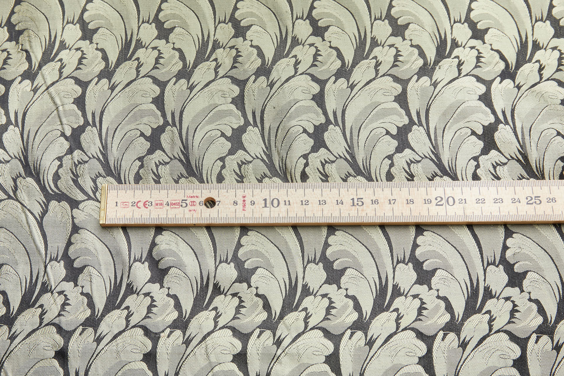 Compact Repeat Acanthus Leaf Reversible Silk Jacquard - Golden Yellow and Black fabric, image 12 of 16