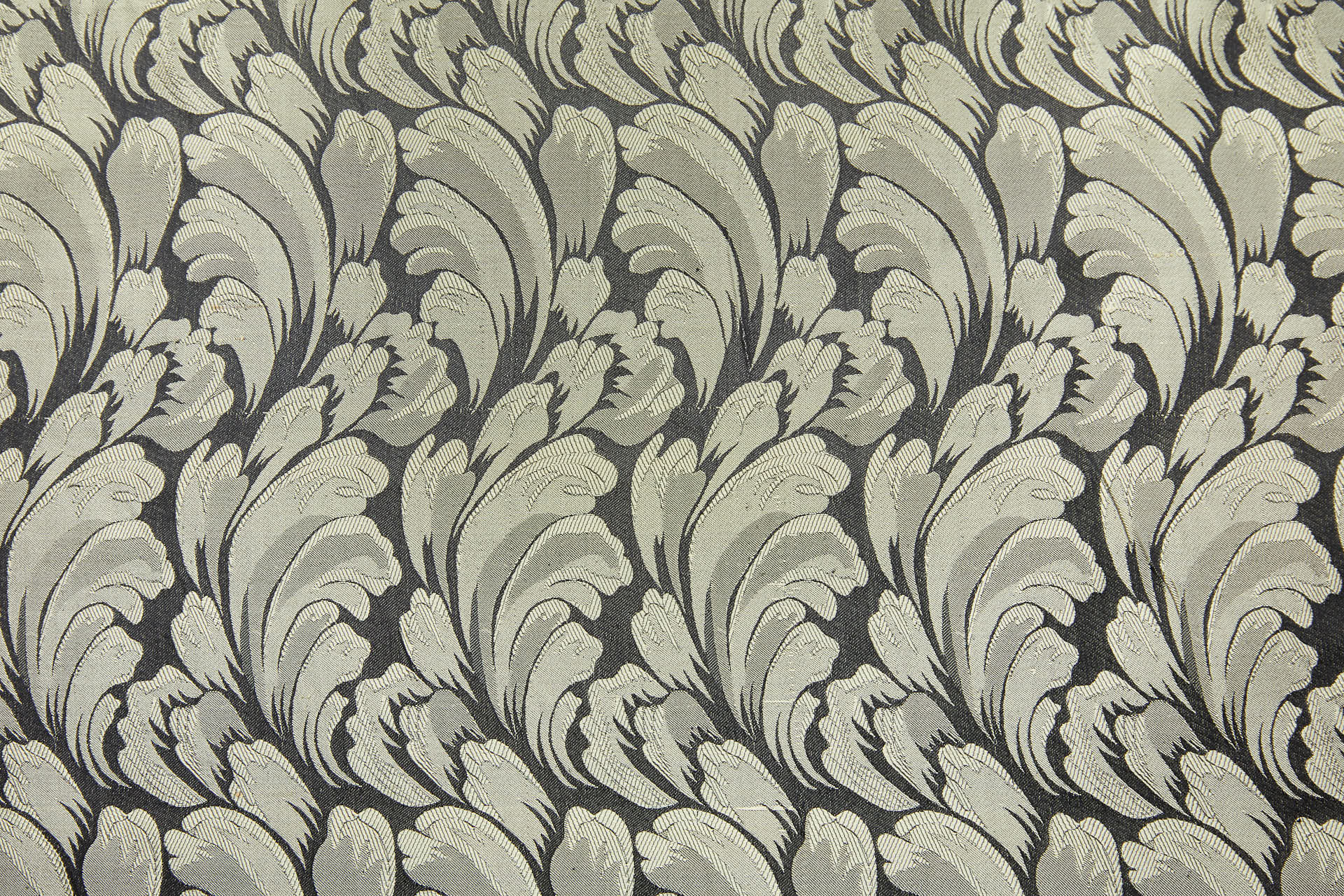 Compact Repeat Acanthus Leaf Reversible Silk Jacquard - Golden Yellow and Black fabric, image 5 of 16