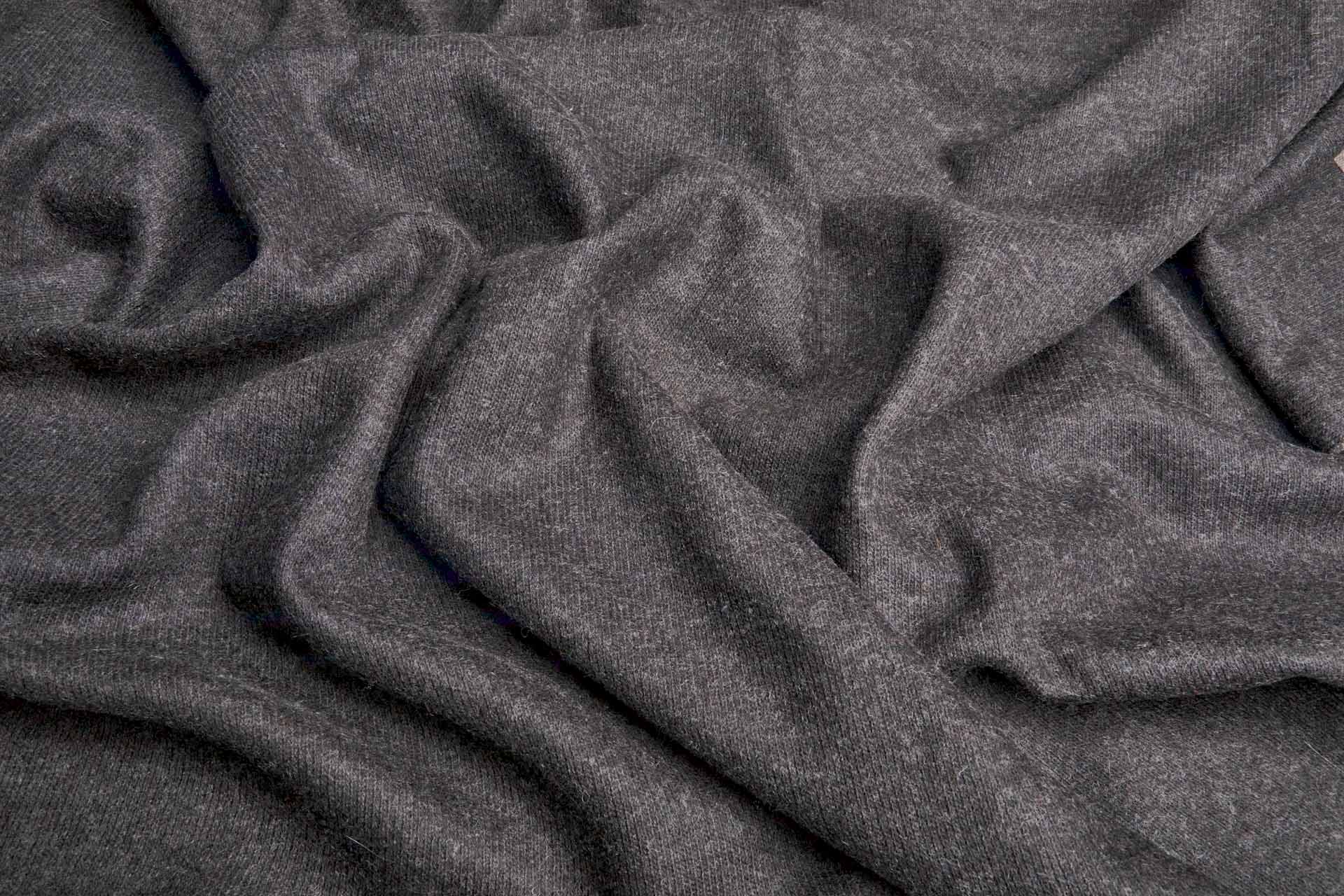 Reversible Double Knitted Wool Mix Jersey - Dark Brown / Mottled Beige fabric, image 9 of 10