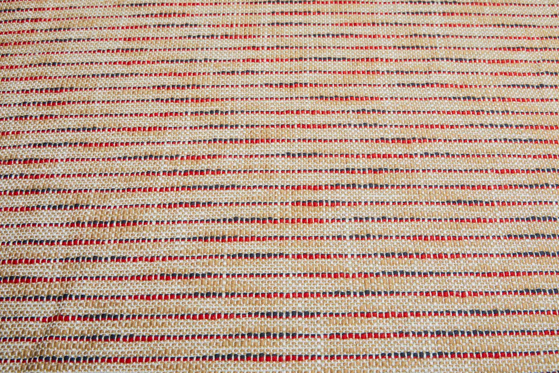 Slubby Striped Cotton Weave - Pale Gold, Red and Black fabric, image 6 of 6