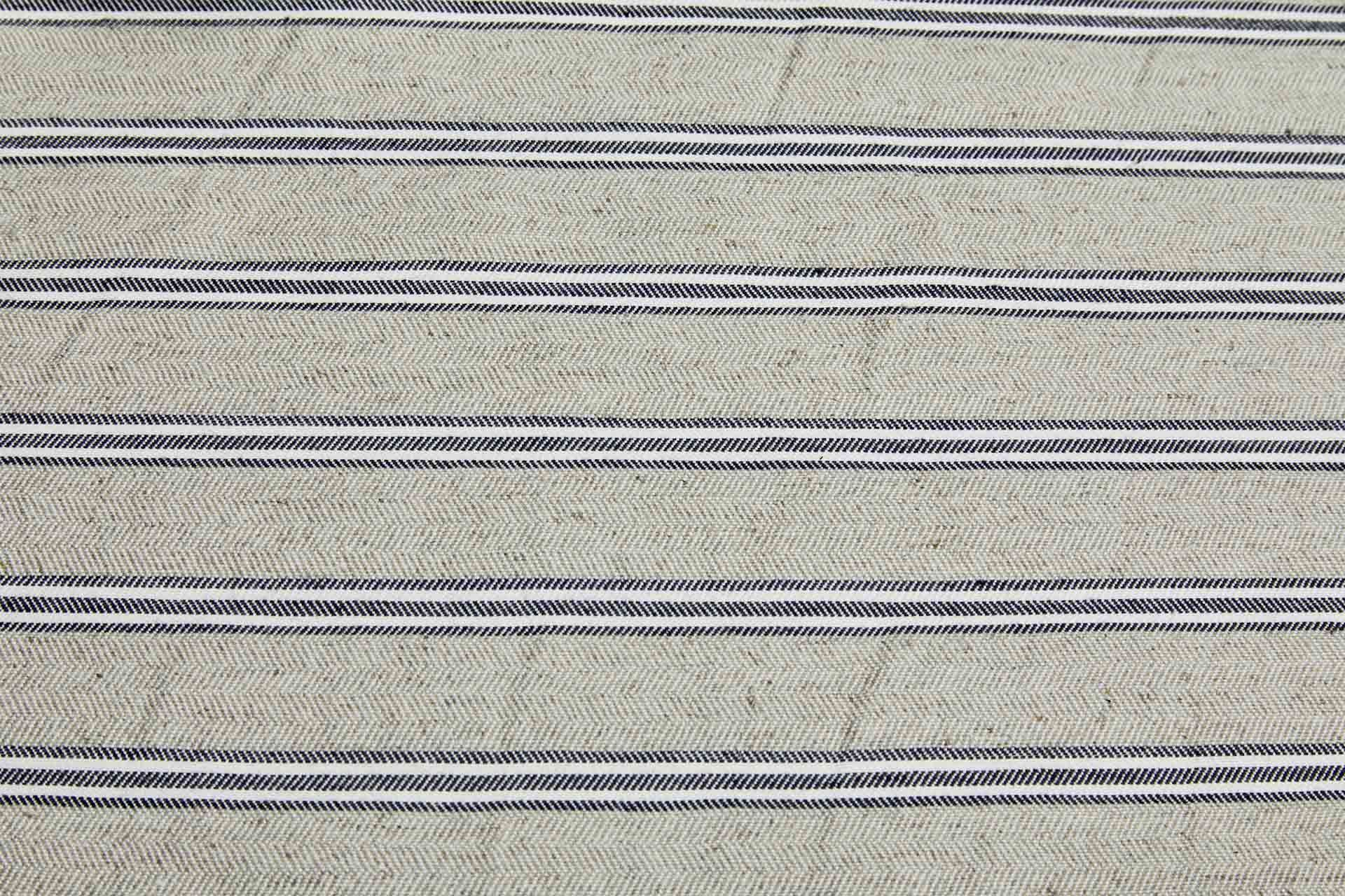Striped Herringbone Linen - Stone, Ecru and Indigo fabric, image 8 of 8