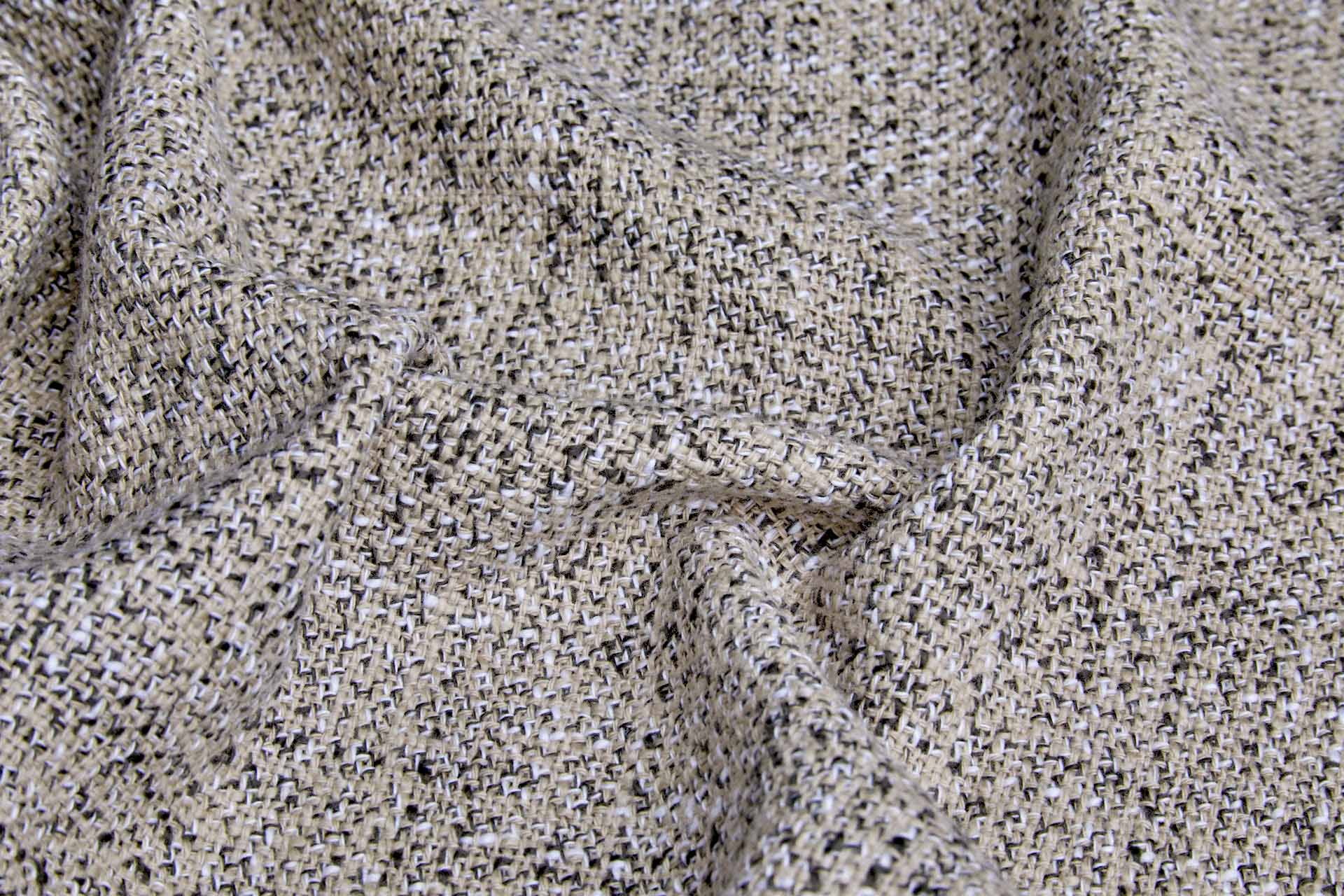 Cotton Tweed-like Weave - Stone, Charcoal and White fabric, image 4 of 9