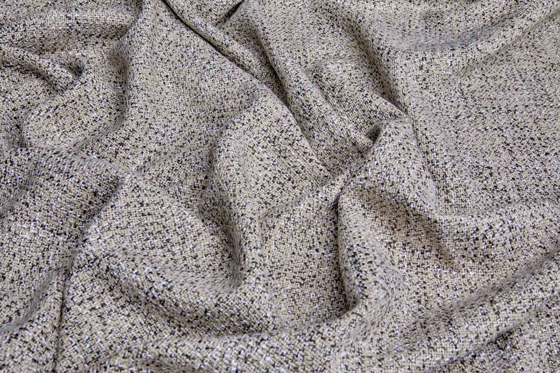 Cotton Tweed-like Weave - Stone, Charcoal and White fabric, image 5 of 9