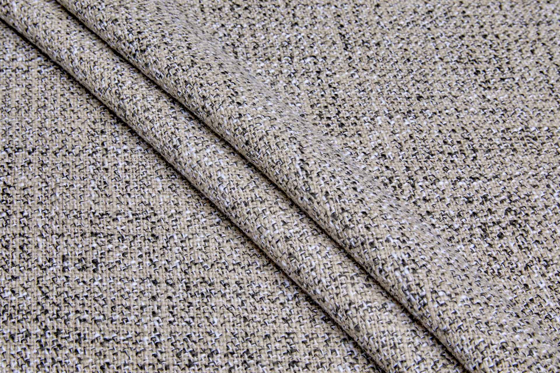 Cotton Tweed-like Weave - Stone, Charcoal and White fabric