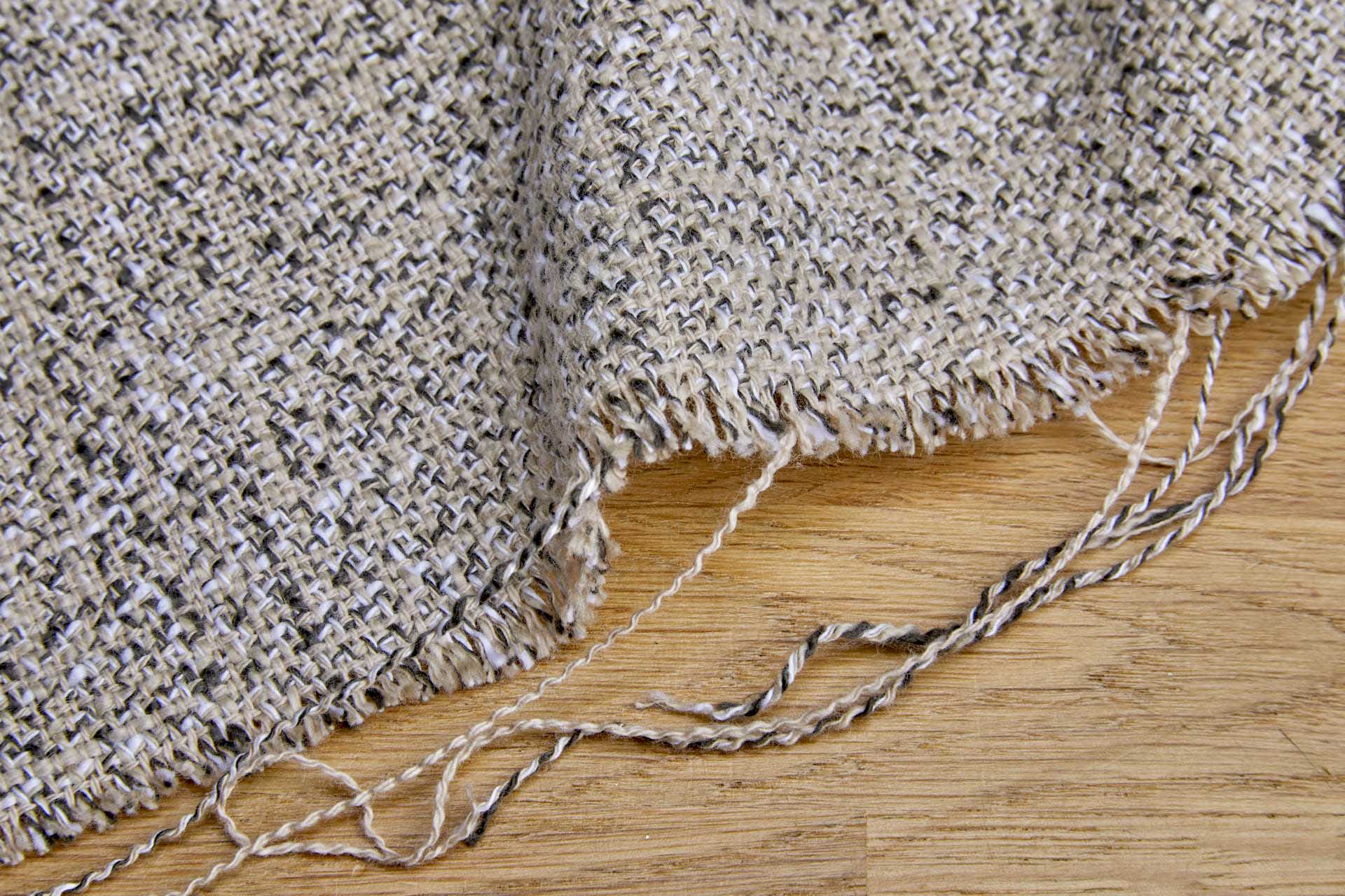 Cotton Tweed-like Weave - Stone, Charcoal and White fabric, image 8 of 9