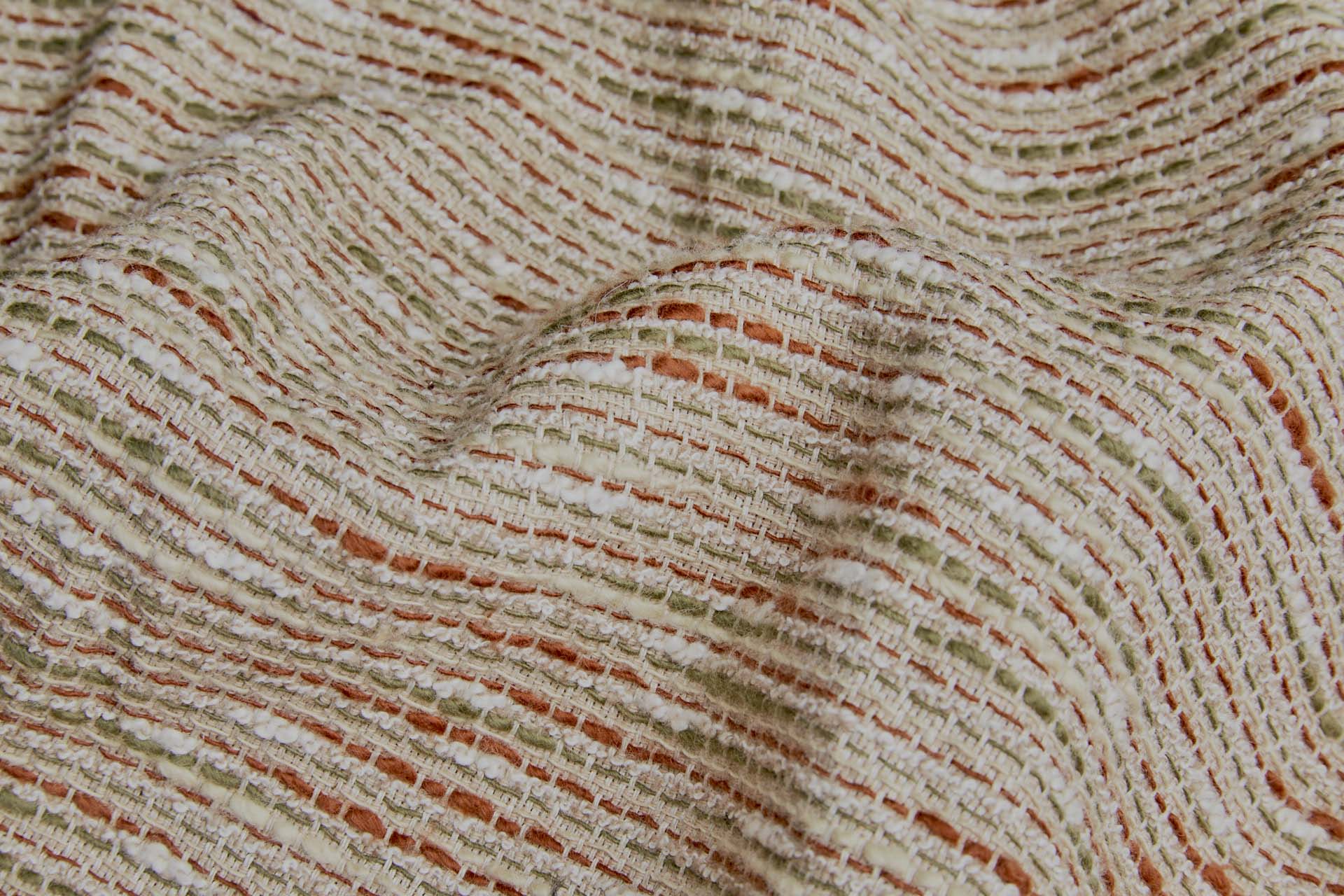 Cotton and Linen Slub Weave - Sienna, Olive and Natural fabric, image 3 of 9