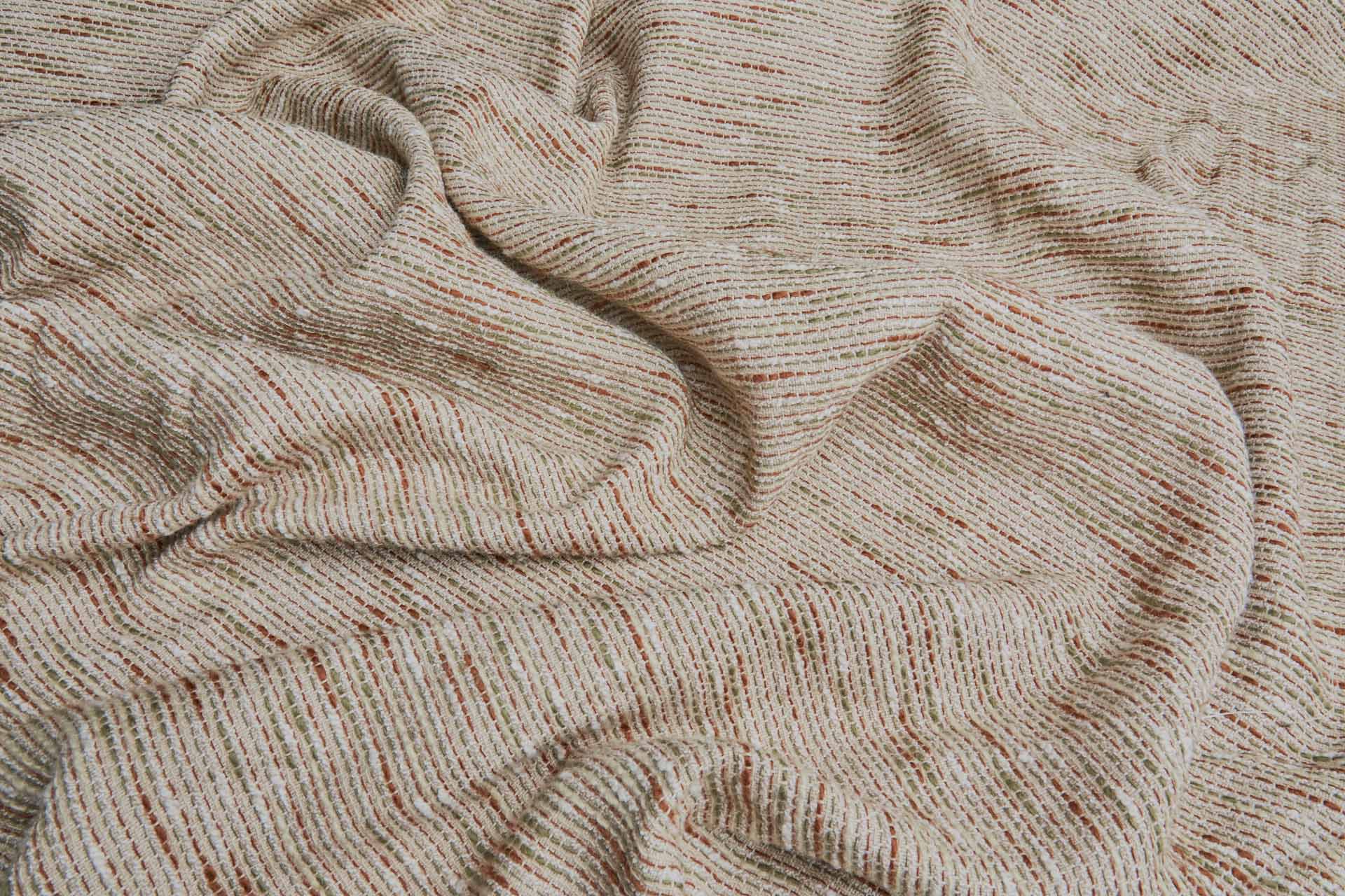 Cotton and Linen Slub Weave - Sienna, Olive and Natural fabric, image 5 of 9