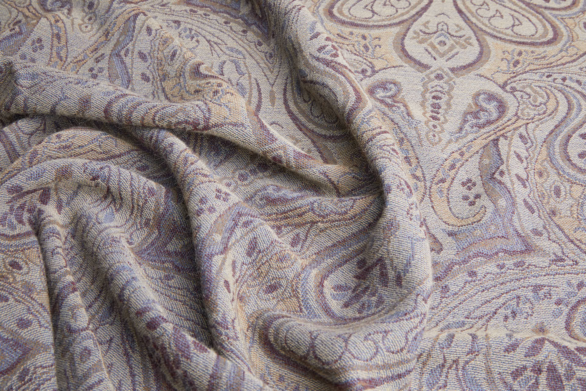 Wool Jacquard - Dusty Blue, Mauve, Brown and Beige fabric