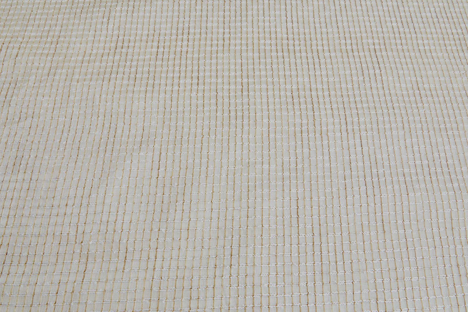 Textured Sheer Check Silk Tussah / Tassar - Pale Gold and Ivory fabric, image 2 of 8