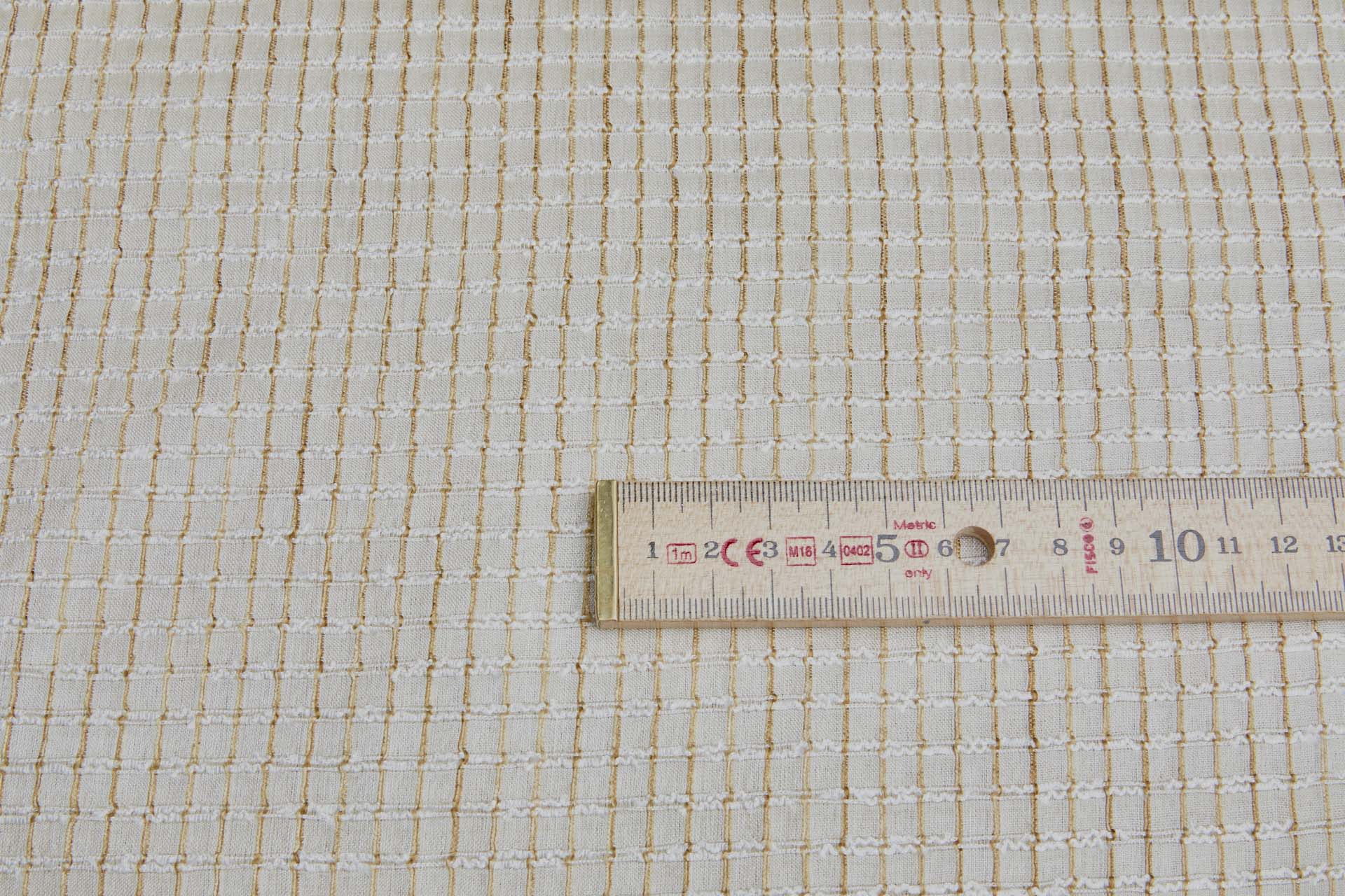 Textured Sheer Check Silk Tussah / Tassar - Pale Gold and Ivory fabric, image 3 of 8