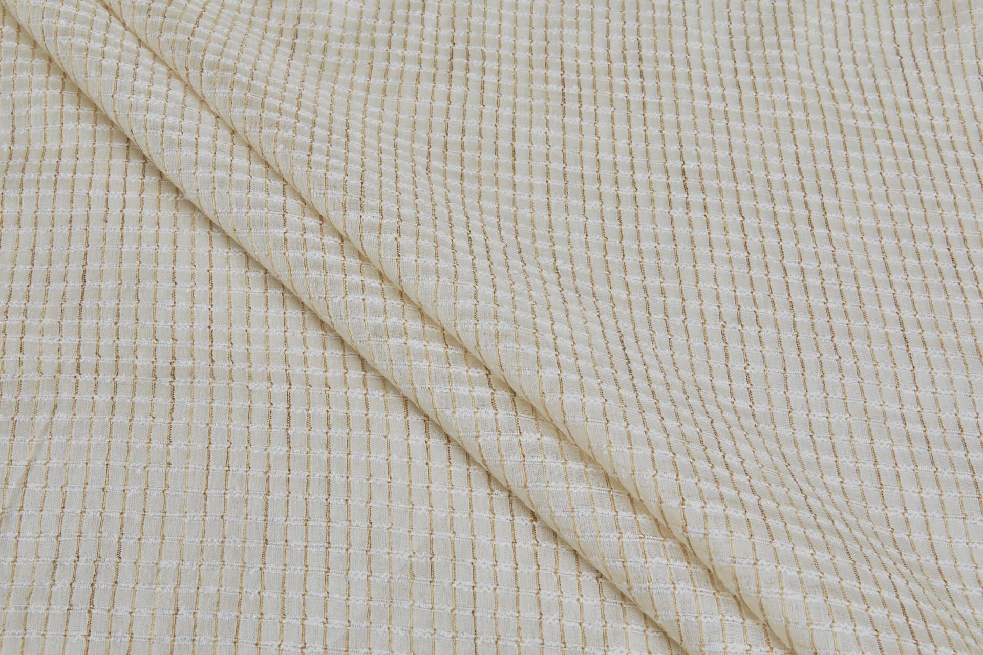 Textured Sheer Check Silk Tussah / Tassar - Pale Gold and Ivory fabric, image 6 of 8