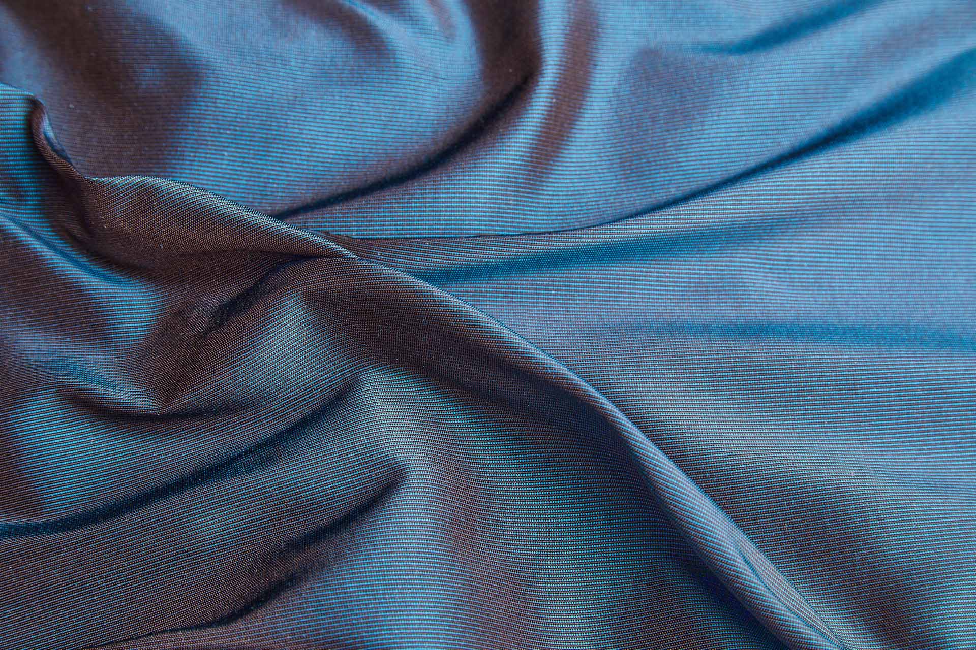 Heavy Weight Silk Taffeta - 3-Tone - Teal, Chocolate and Black fabric, image 2 of 8