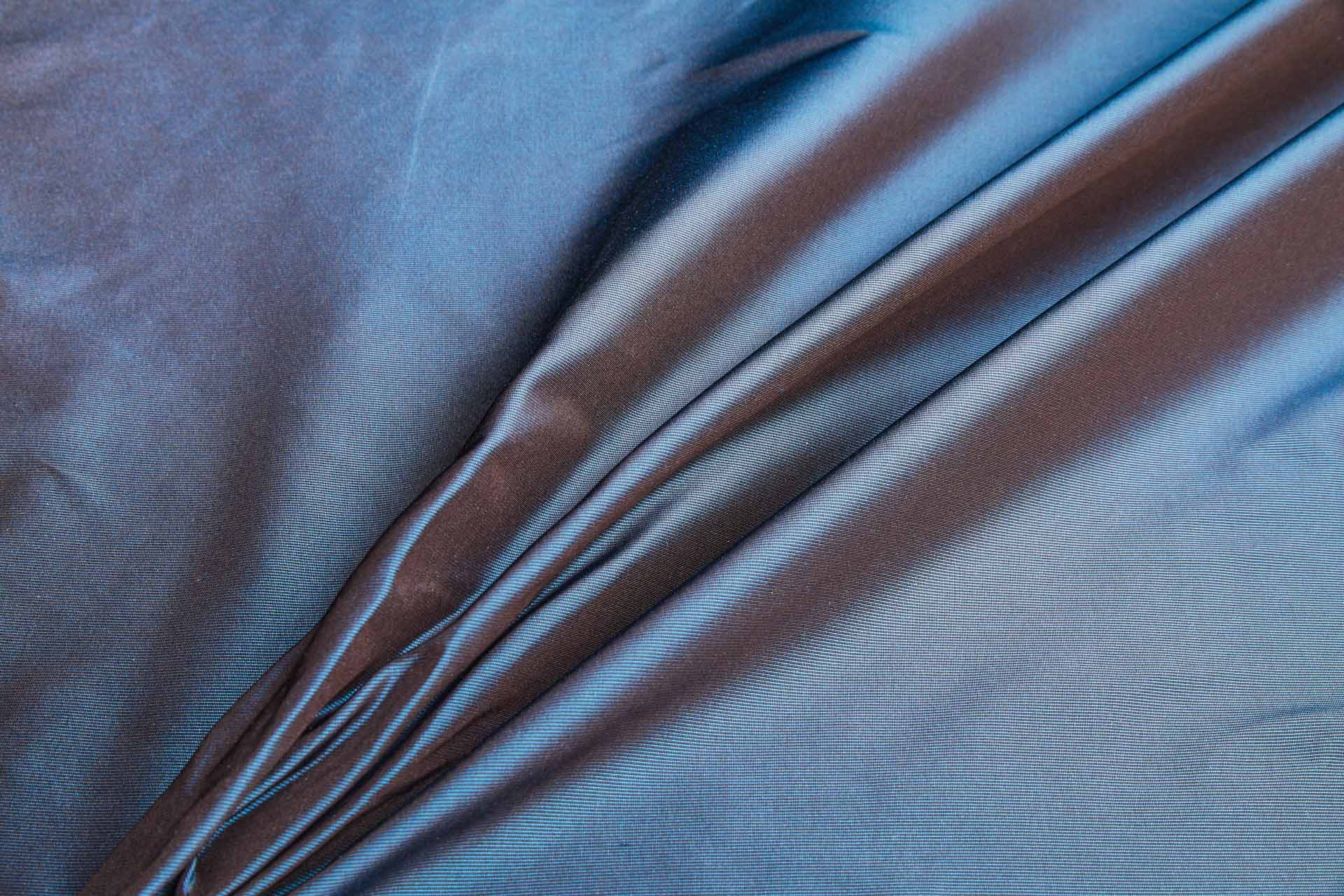 Heavy Weight Silk Taffeta - 3-Tone - Teal, Chocolate and Black fabric, image 4 of 8
