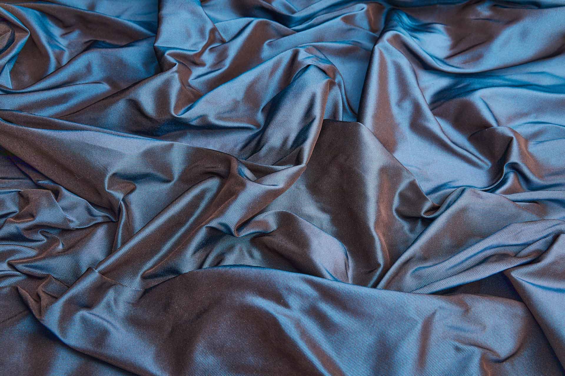 Heavy Weight Silk Taffeta - 3-Tone - Teal, Chocolate and Black fabric, image 6 of 8