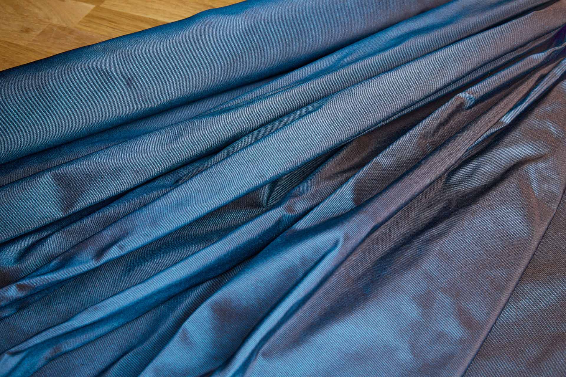 Heavy Weight Silk Taffeta - 3-Tone - Teal, Chocolate and Black fabric, image 7 of 8