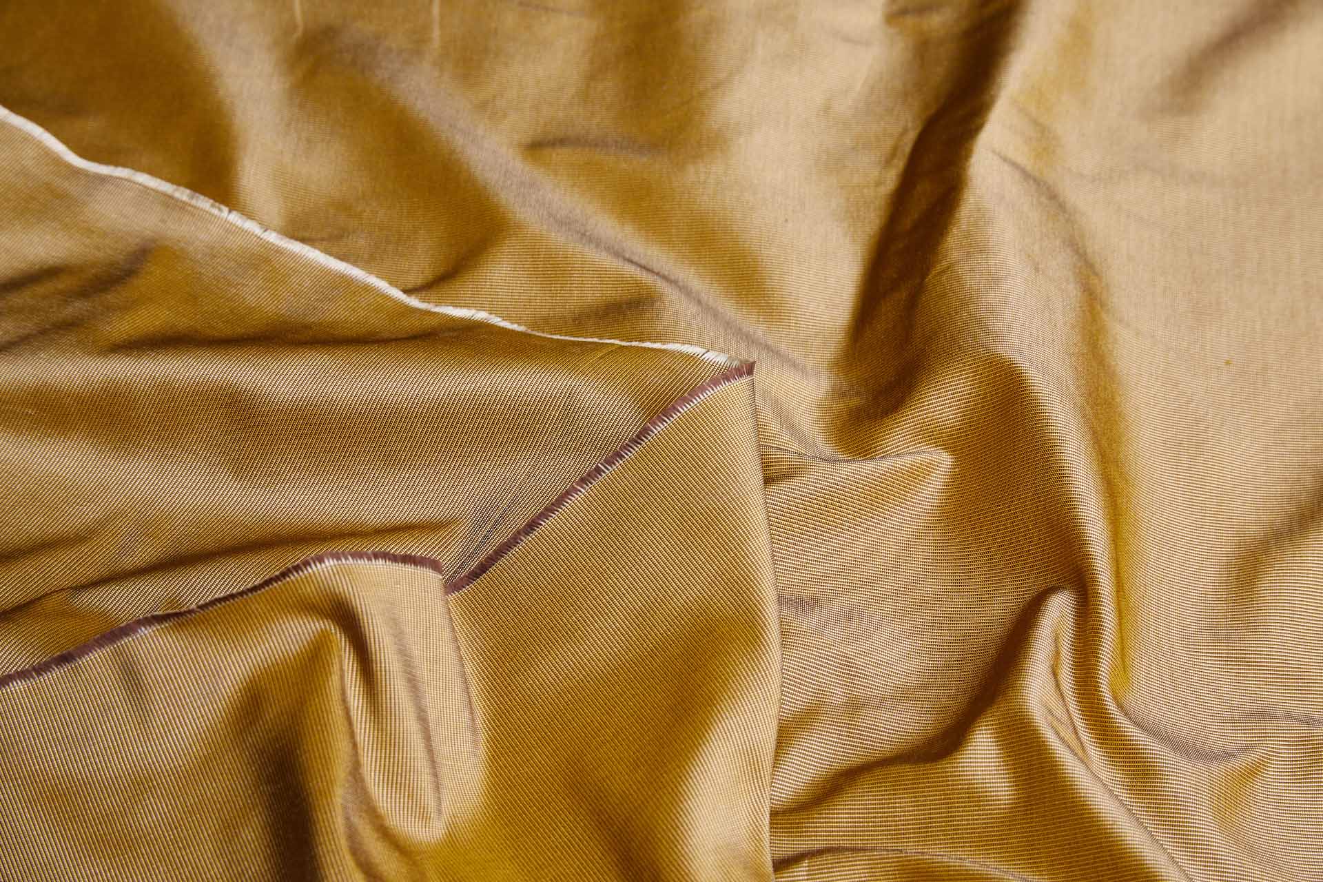 Heavy Weight Silk Taffeta - 3-Tone - Chocolate, Cream and Golden fabric, image 5 of 8