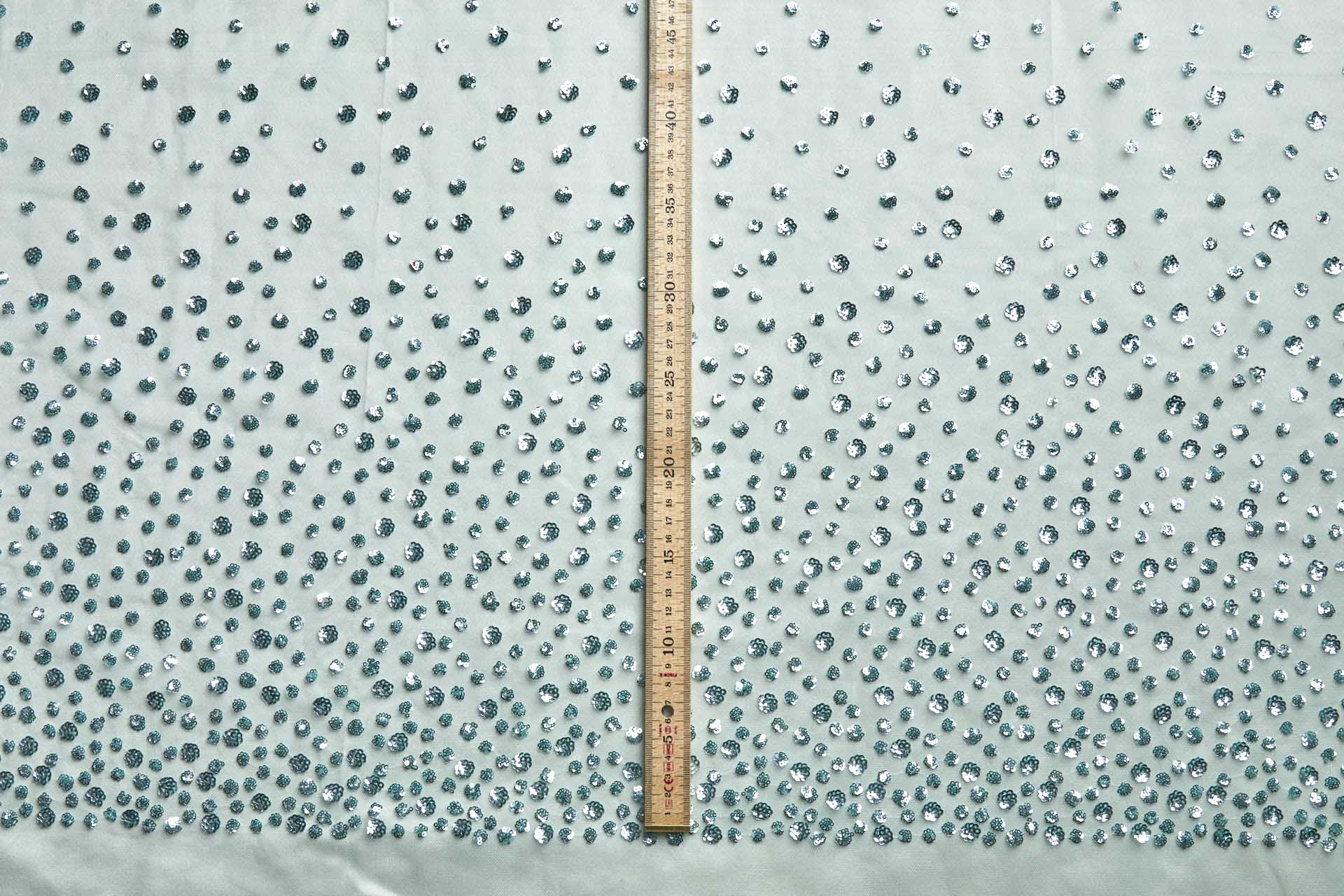 Gradient Sequin Circles on Tulle - Mint Green fabric, image 7 of 7