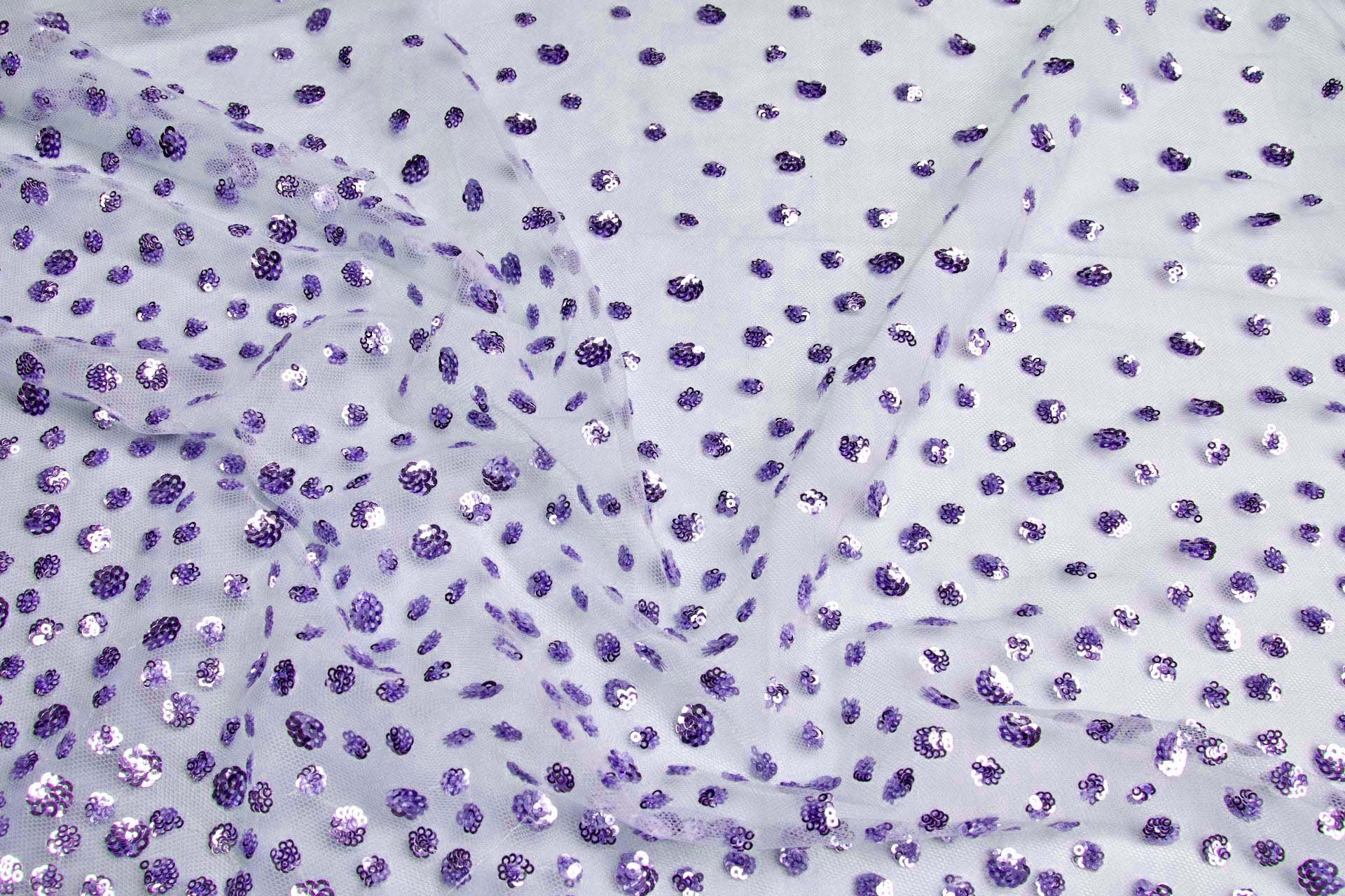 Gradient Sequin Circles on Tulle - Lilac fabric, image 4 of 7