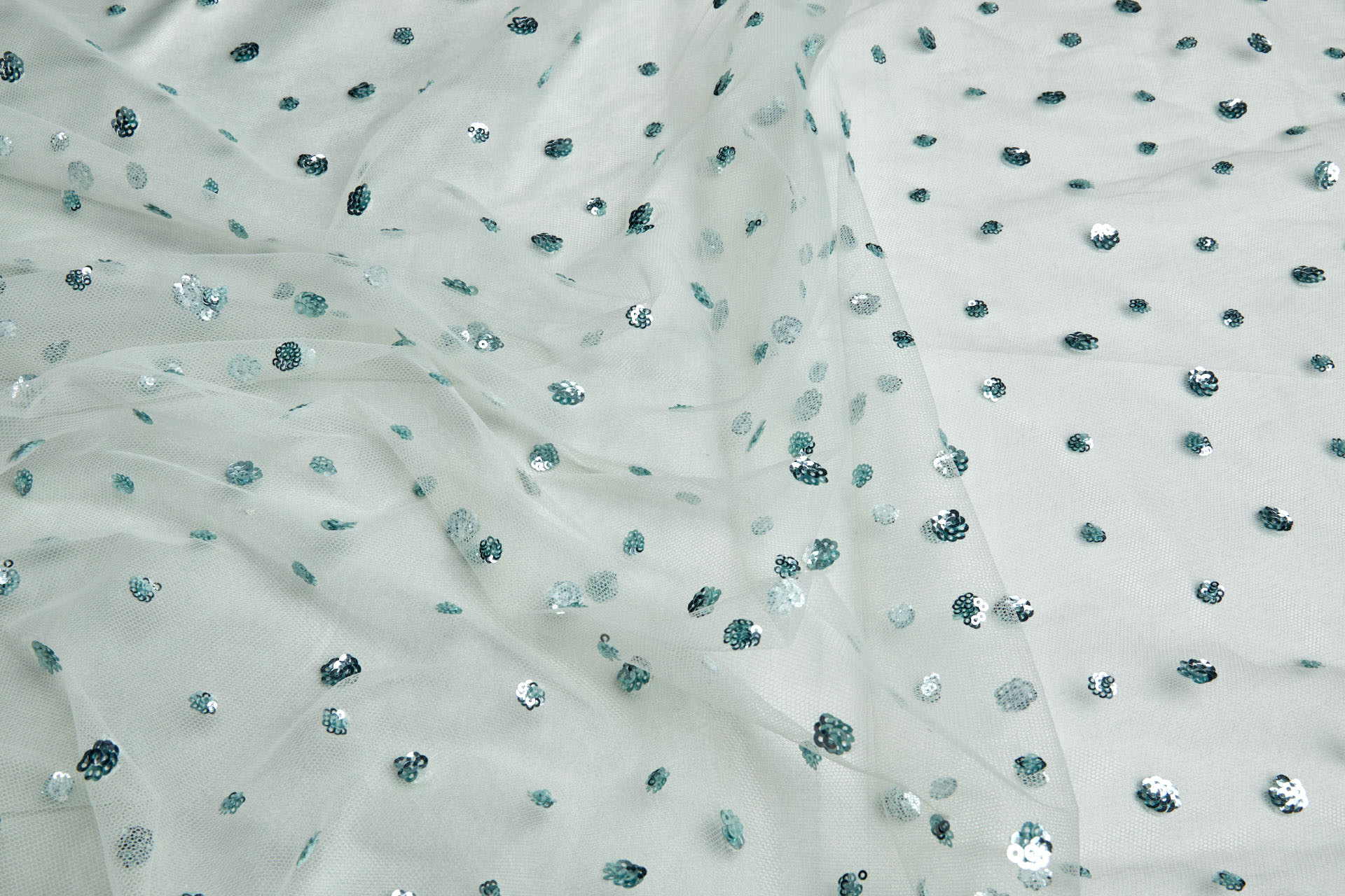 Gradient Sequin Circles on Tulle - Mint Green fabric, image 5 of 7