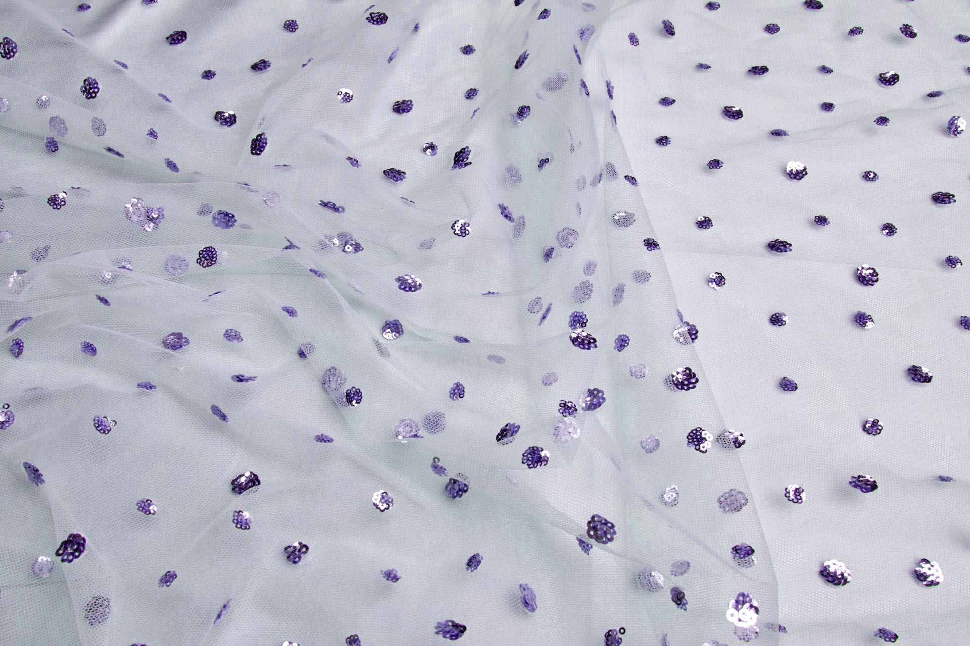 Gradient Sequin Circles on Tulle - Lilac fabric, image 5 of 7