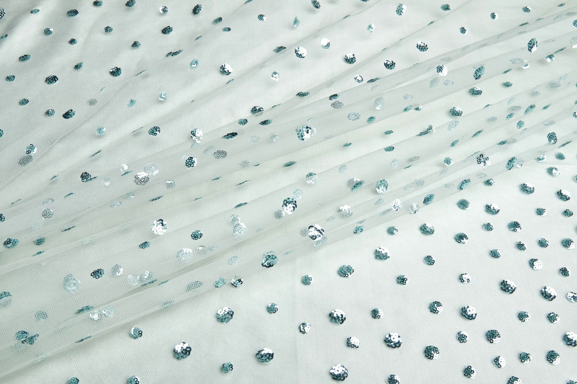 Gradient Sequin Circles on Tulle - Mint Green fabric, image 6 of 7