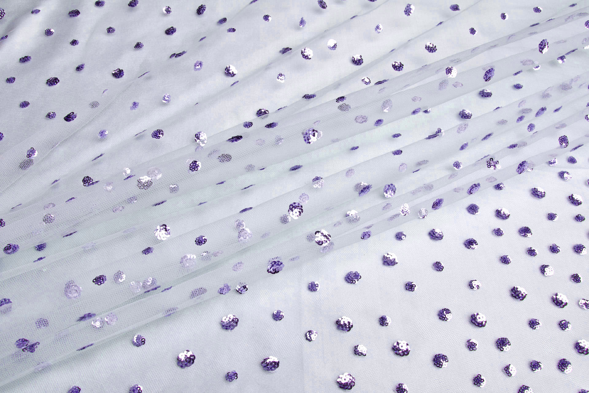 Gradient Sequin Circles on Tulle - Lilac fabric, image 6 of 7