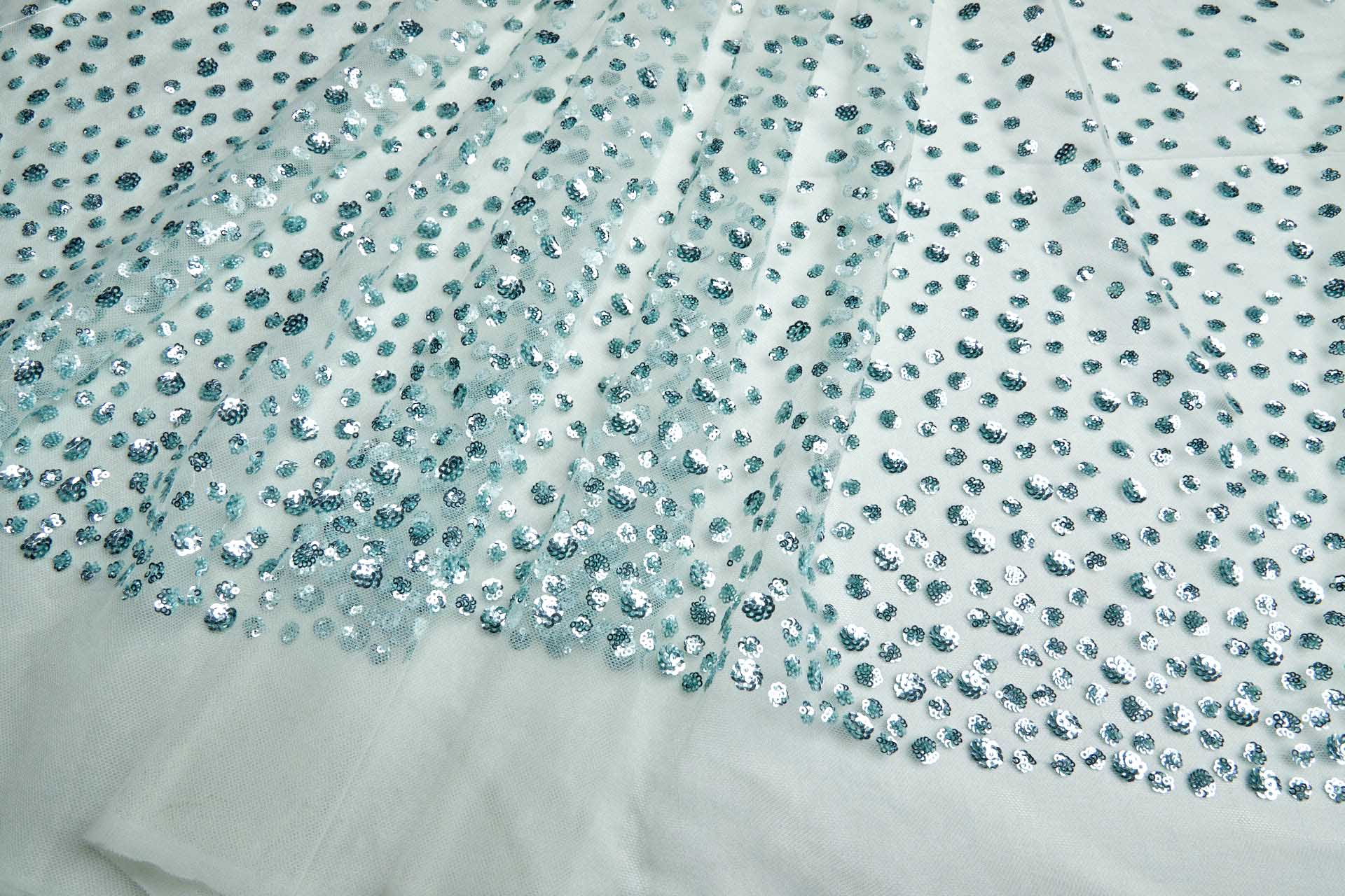 Gradient Sequin Circles on Tulle - Mint Green fabric