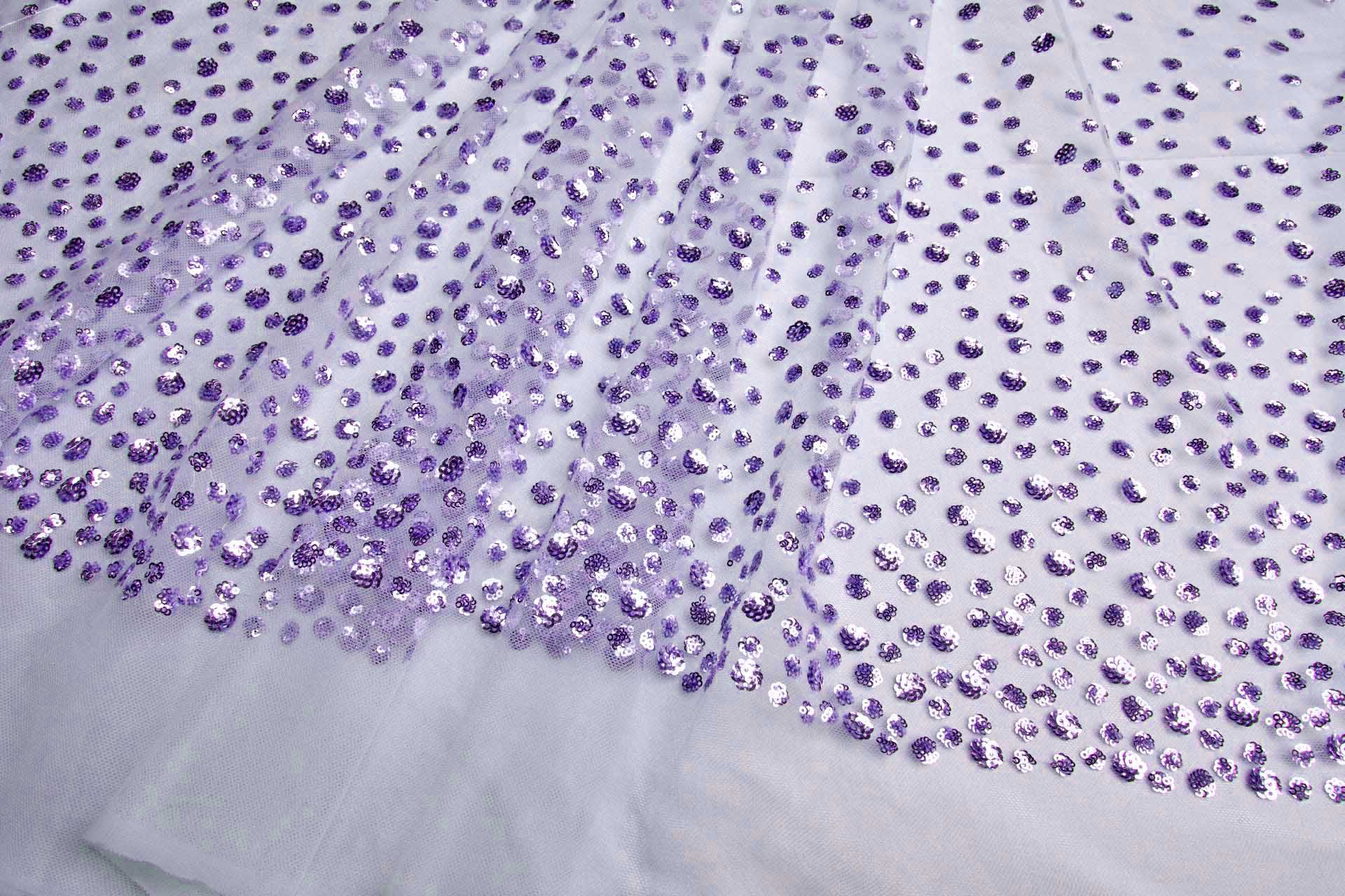Gradient Sequin Circles on Tulle - Lilac fabric