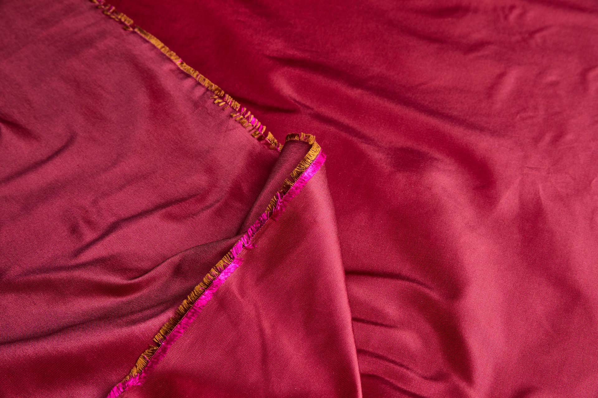 Heavy Weight Silk Taffeta - 3-Tone - Fuchsia, Brown and Maroon fabric, image 7 of 8