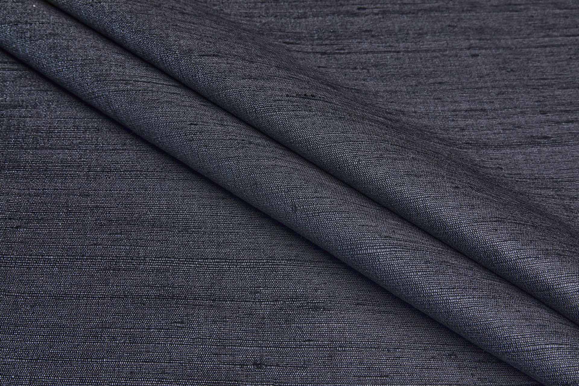 Dark Inky Charcoal Textured Raw Silk Tassar fabric, image 6 of 6