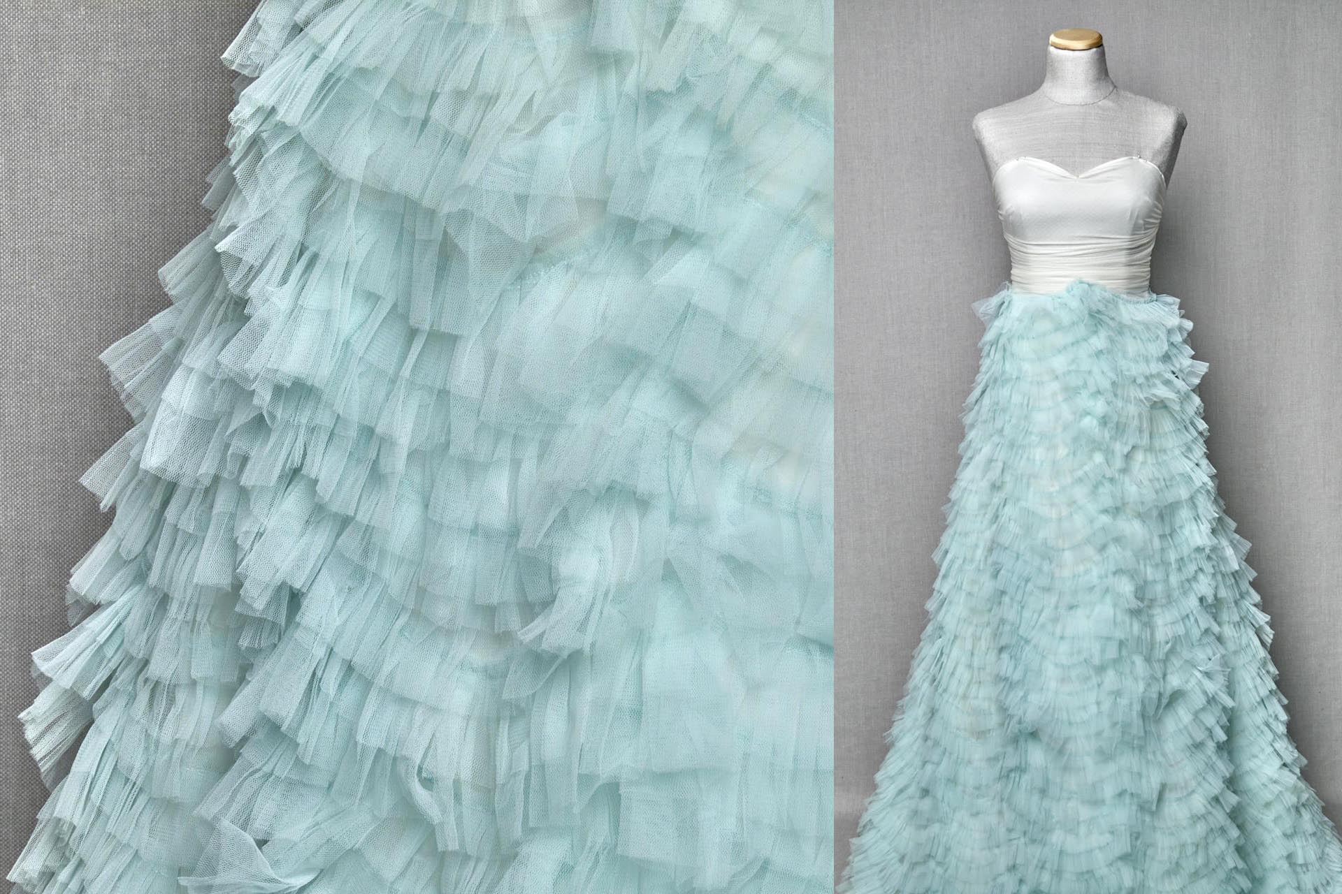 Aqua / Mint Tulle Ruffle Frill fabric, image 3 of 6