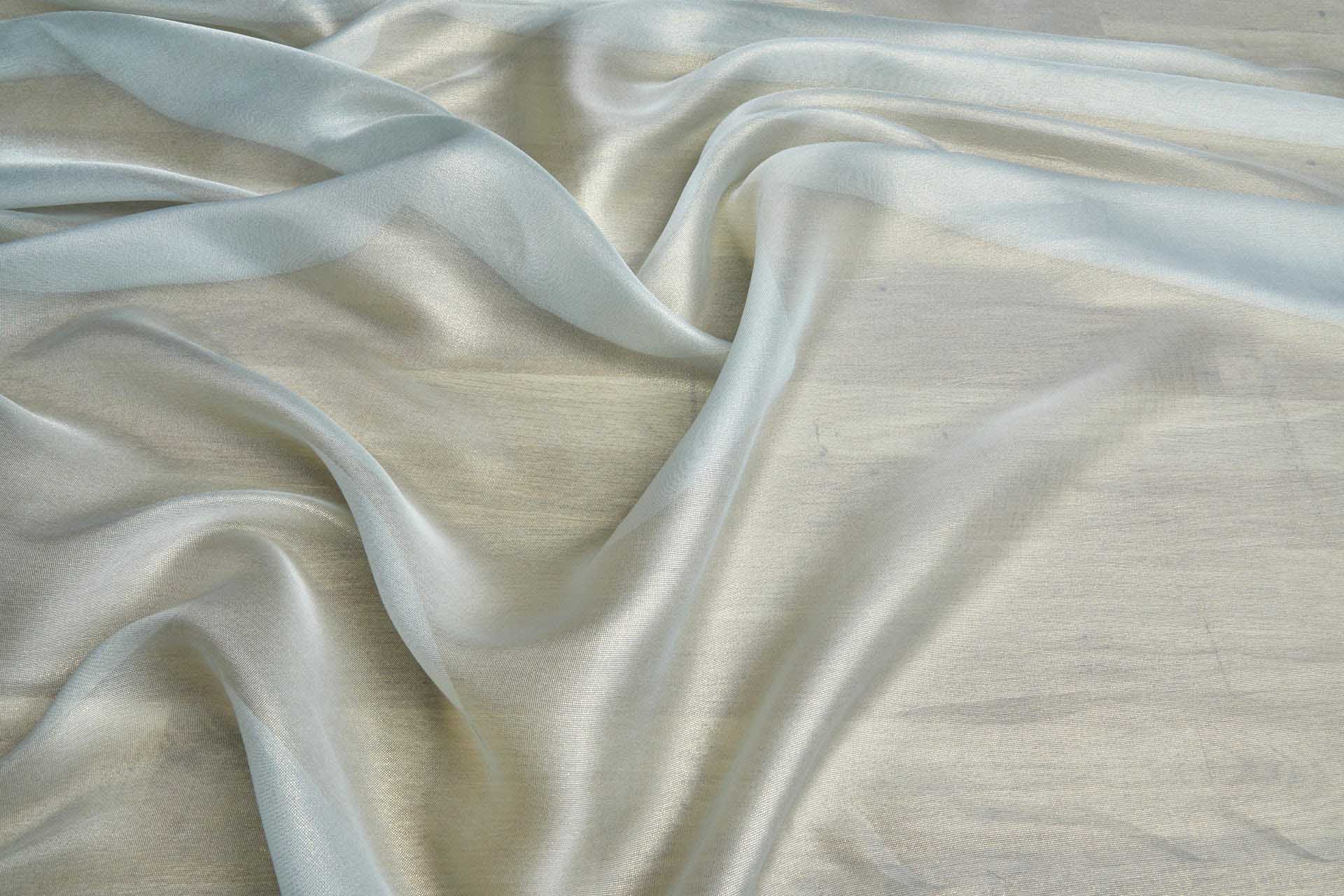 Mint Textured Soft Organza with Gold Foil fabric, image 7 of 7