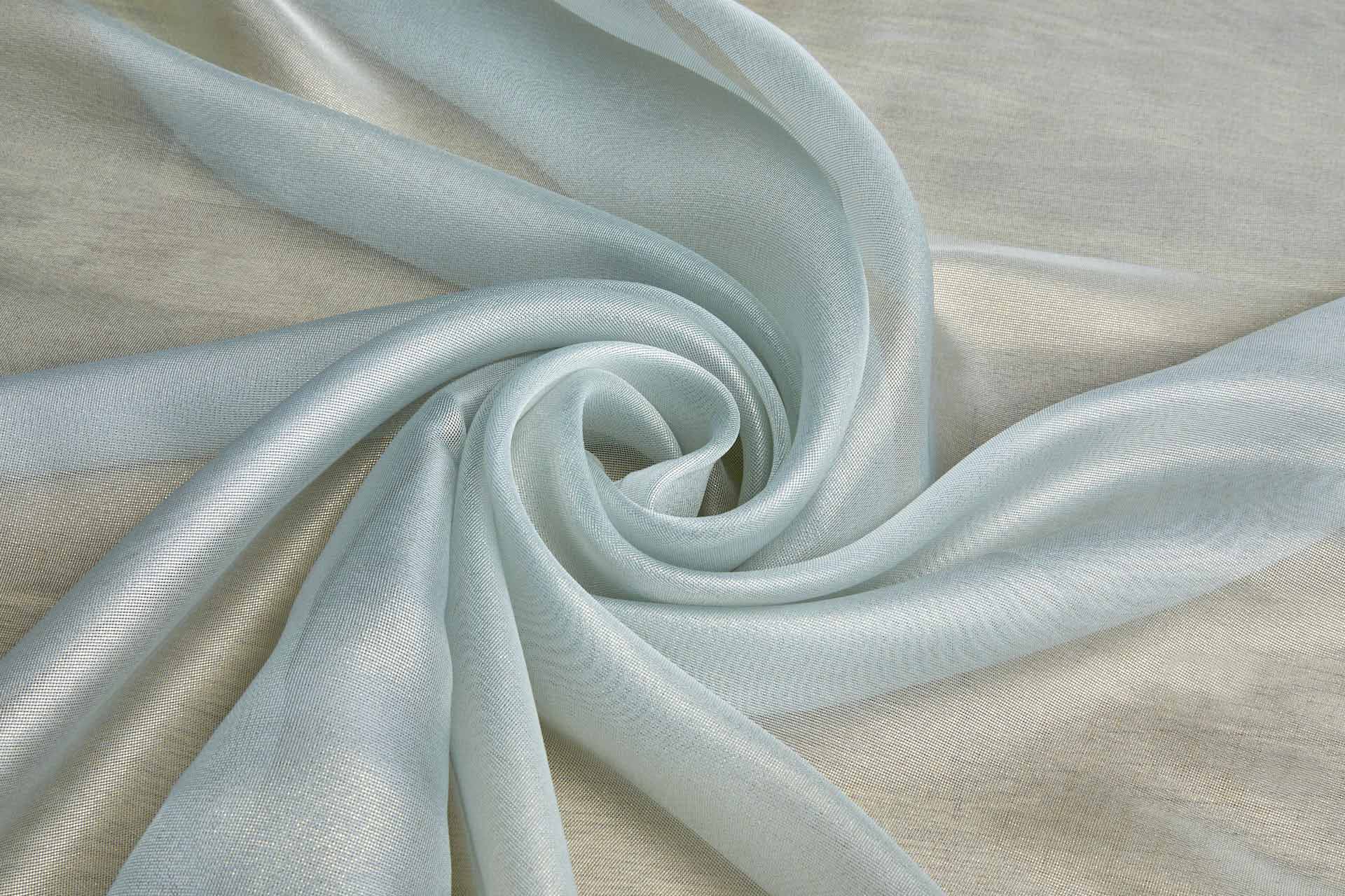 Mint Textured Soft Organza with Gold Foil fabric